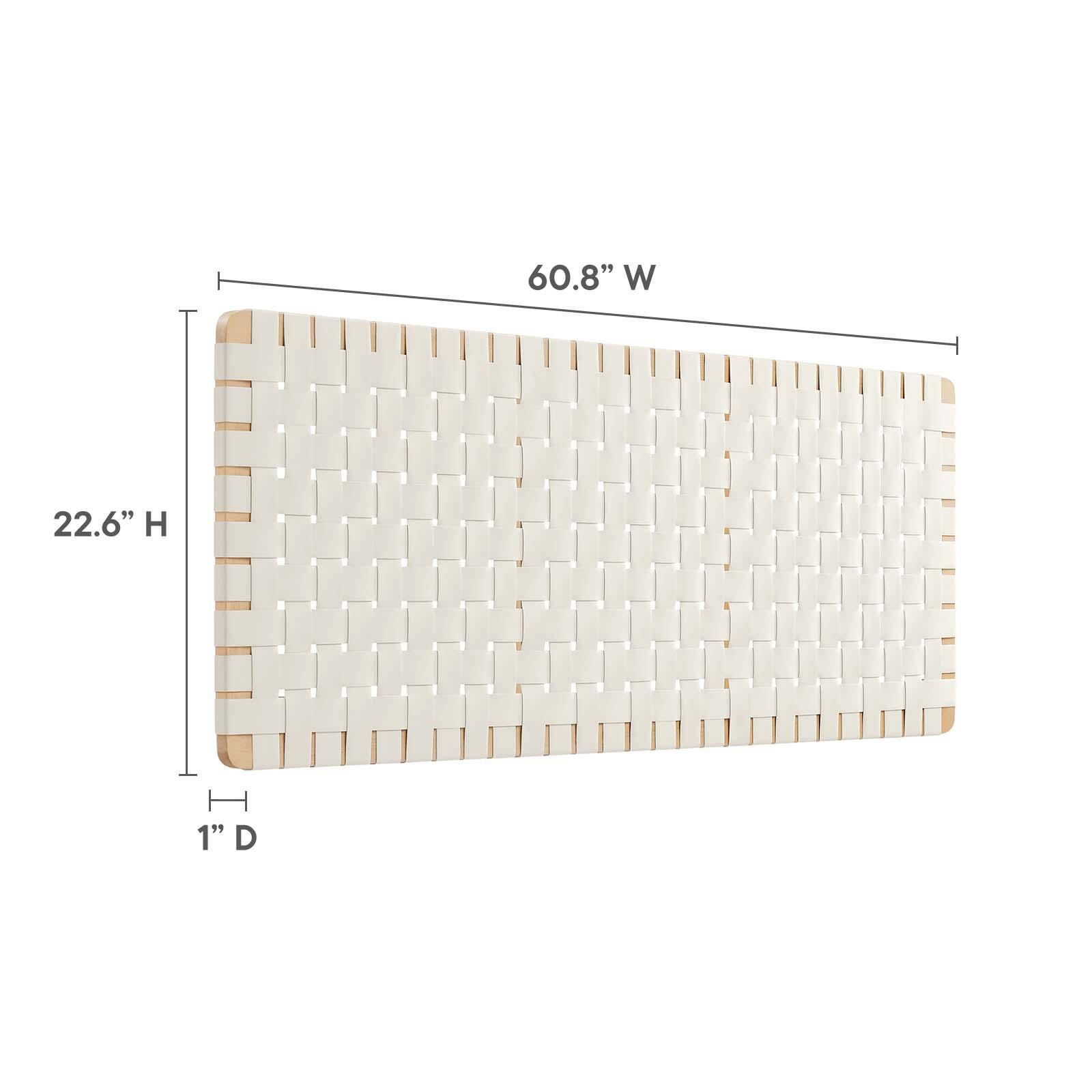 Sparta Weave Wall-Mount Queen Vegan Leather Headboard, Natural/Beige, large