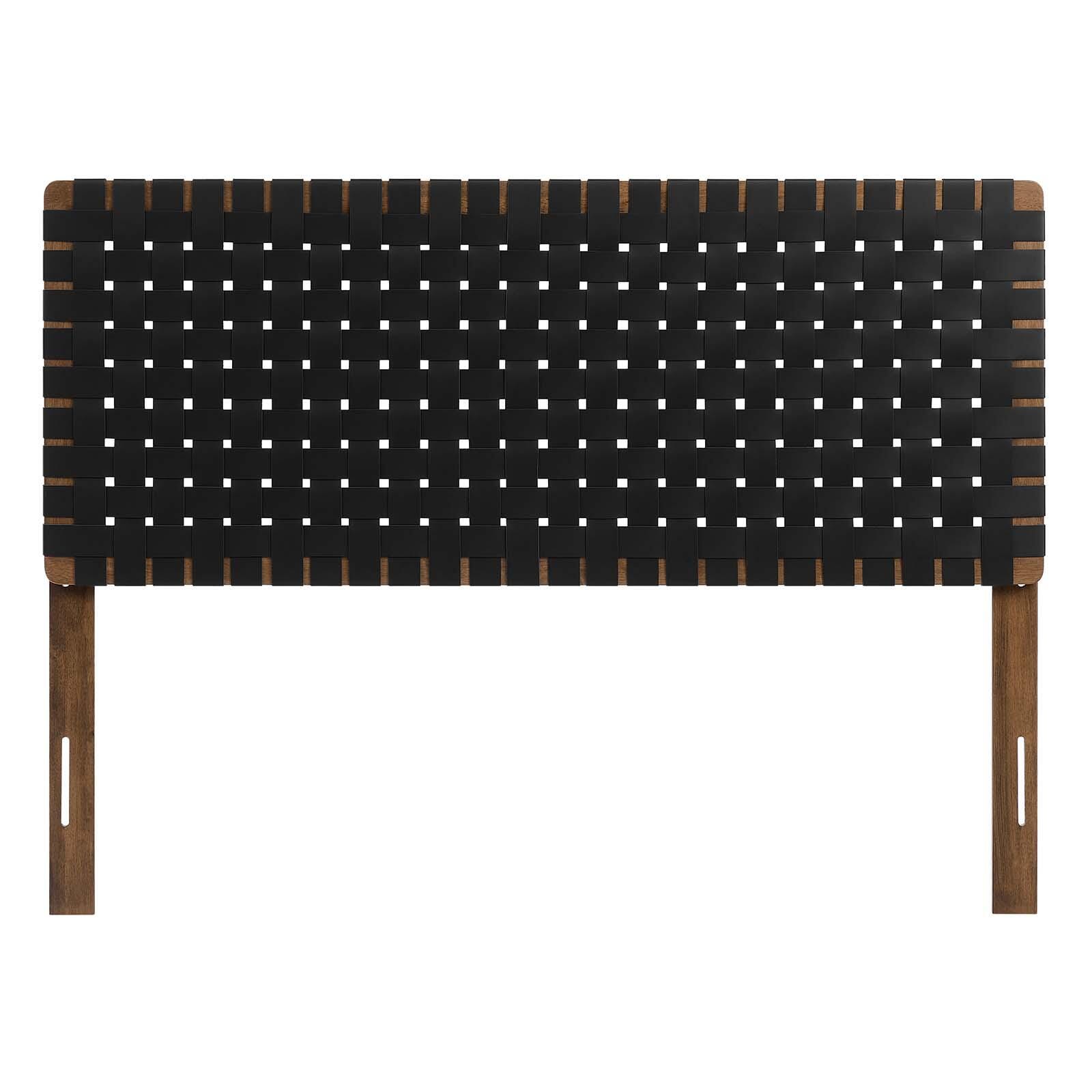 Sparta Weave Full Vegan Leather Headboard, Walnut/Black, large