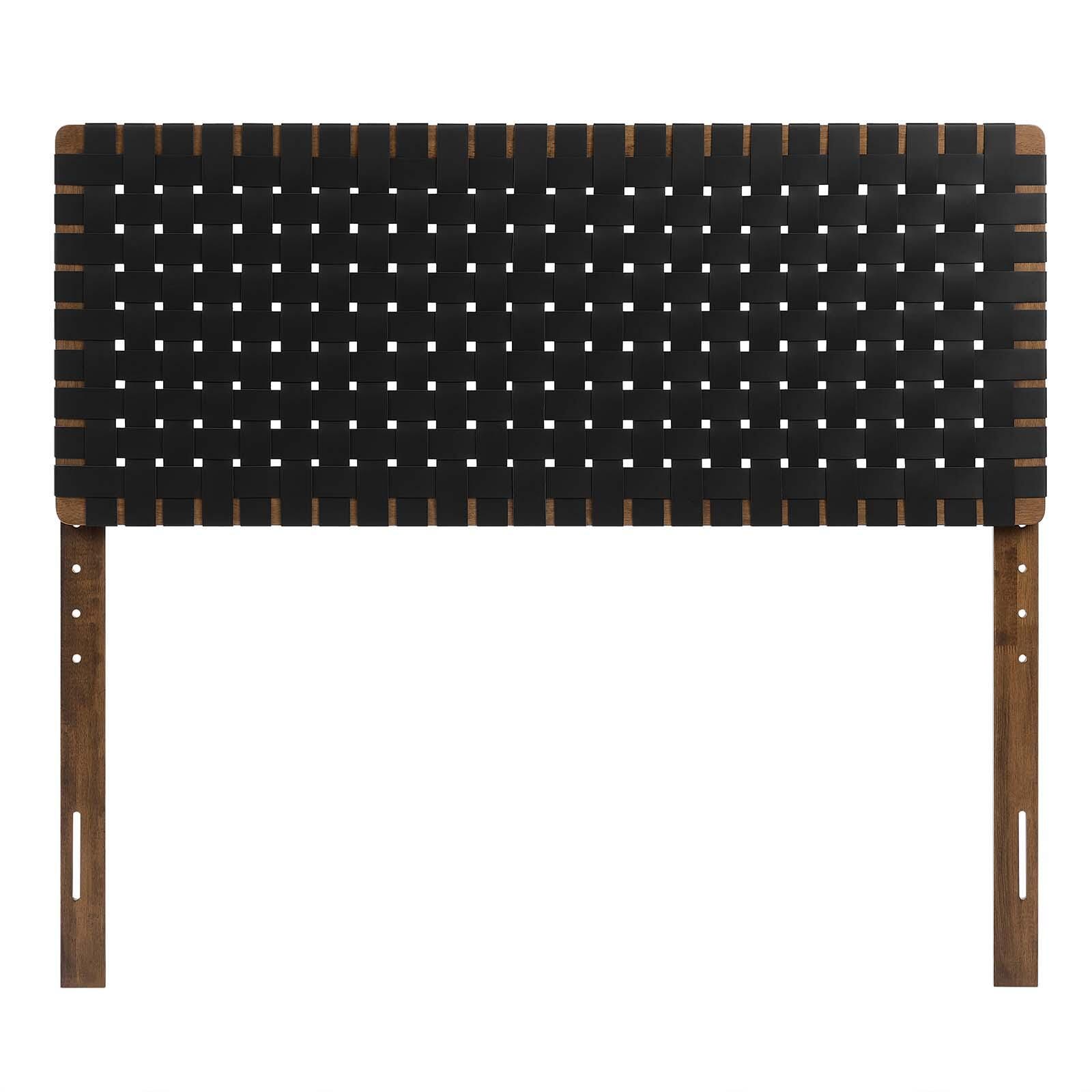 Sparta Weave Full Vegan Leather Headboard, Walnut/Black, large