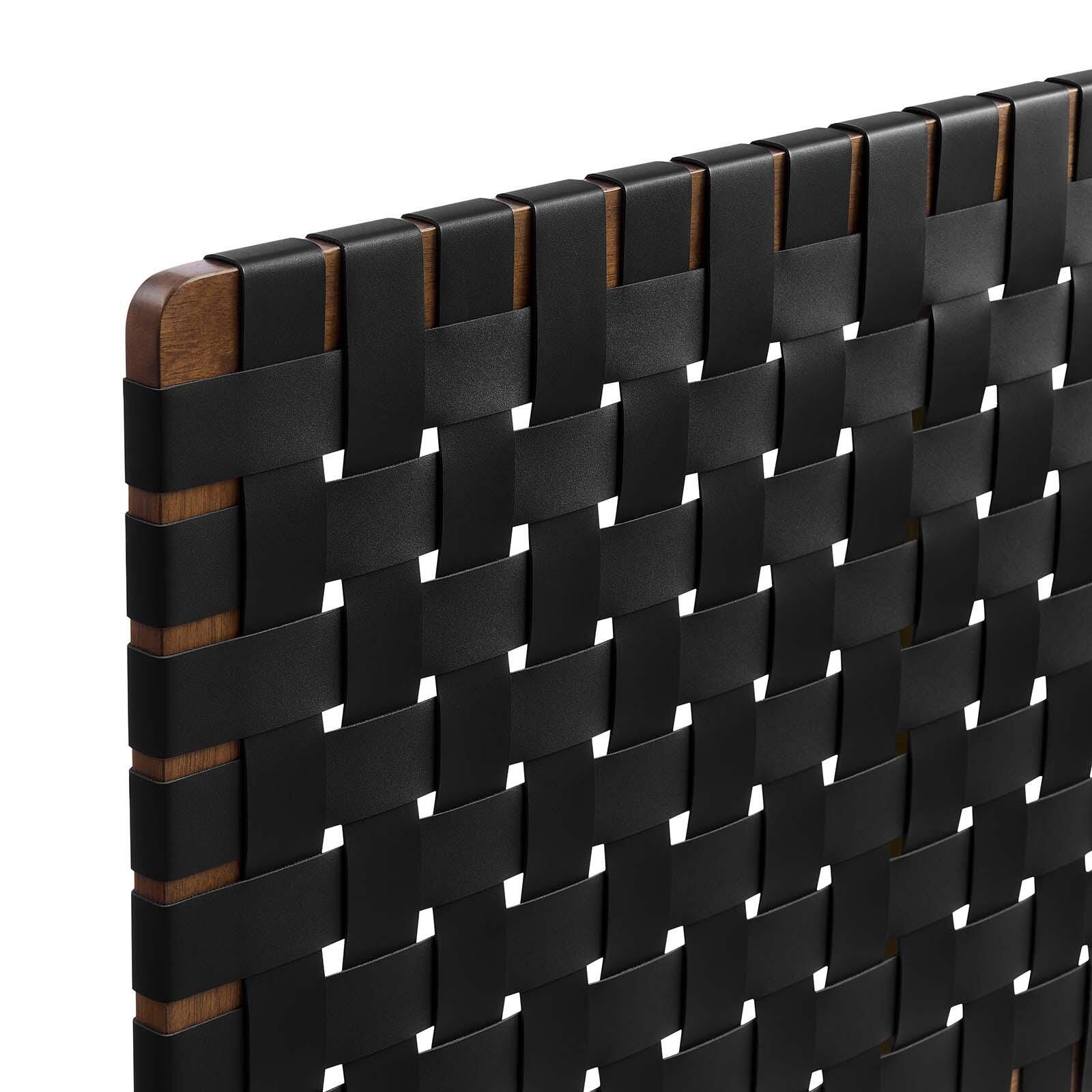 Sparta Weave Full Vegan Leather Headboard, Walnut/Black, large