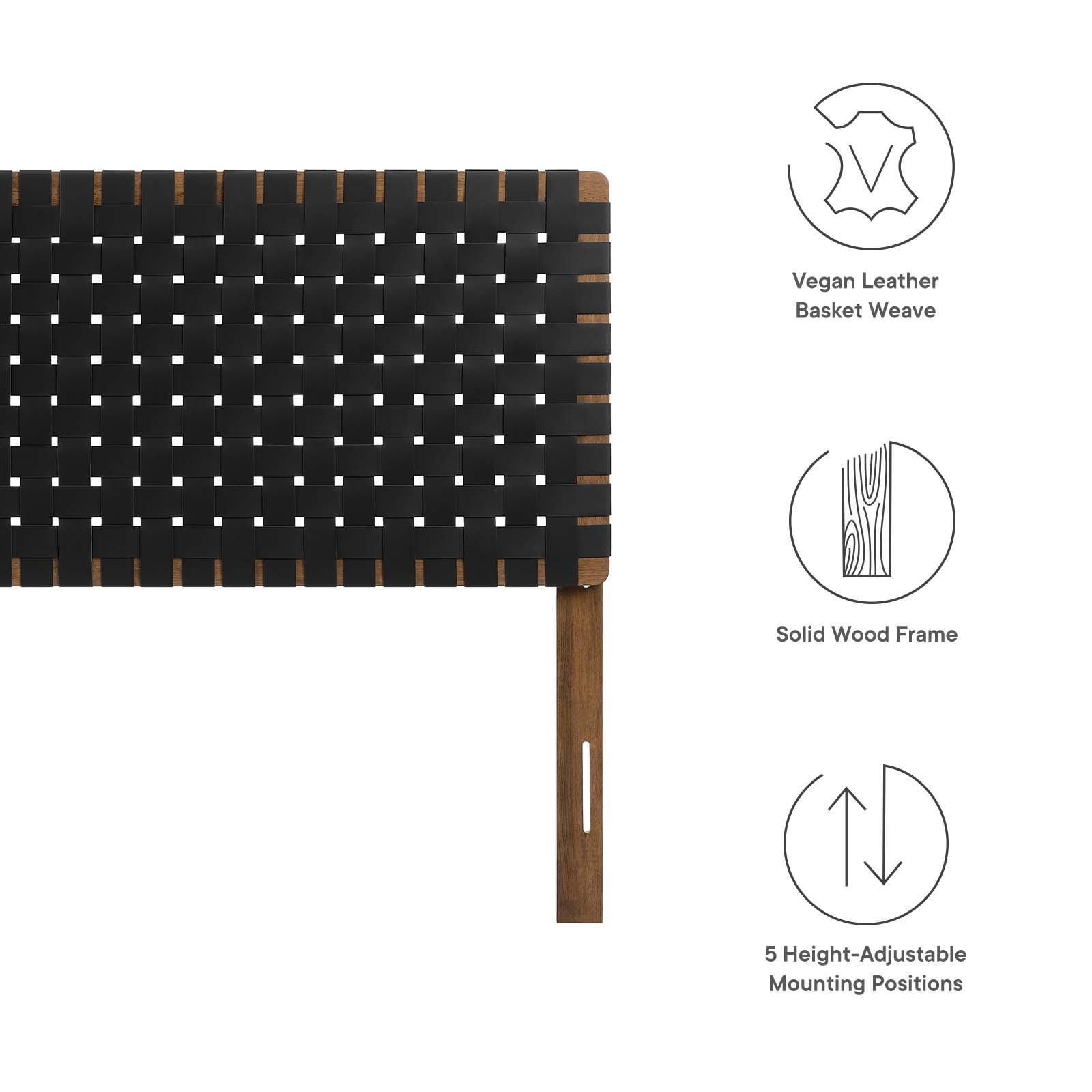 Sparta Weave Full Vegan Leather Headboard, Walnut/Black, large