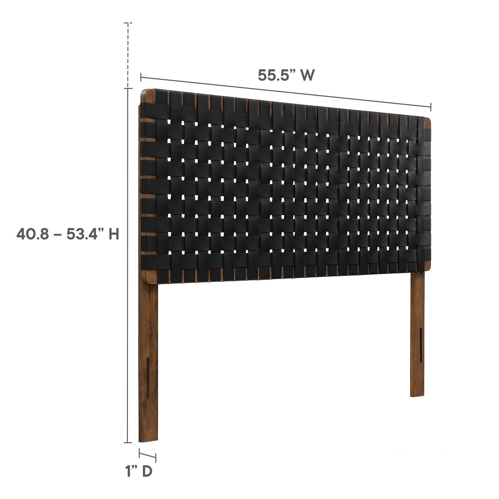 Sparta Weave Full Vegan Leather Headboard, Walnut/Black, large