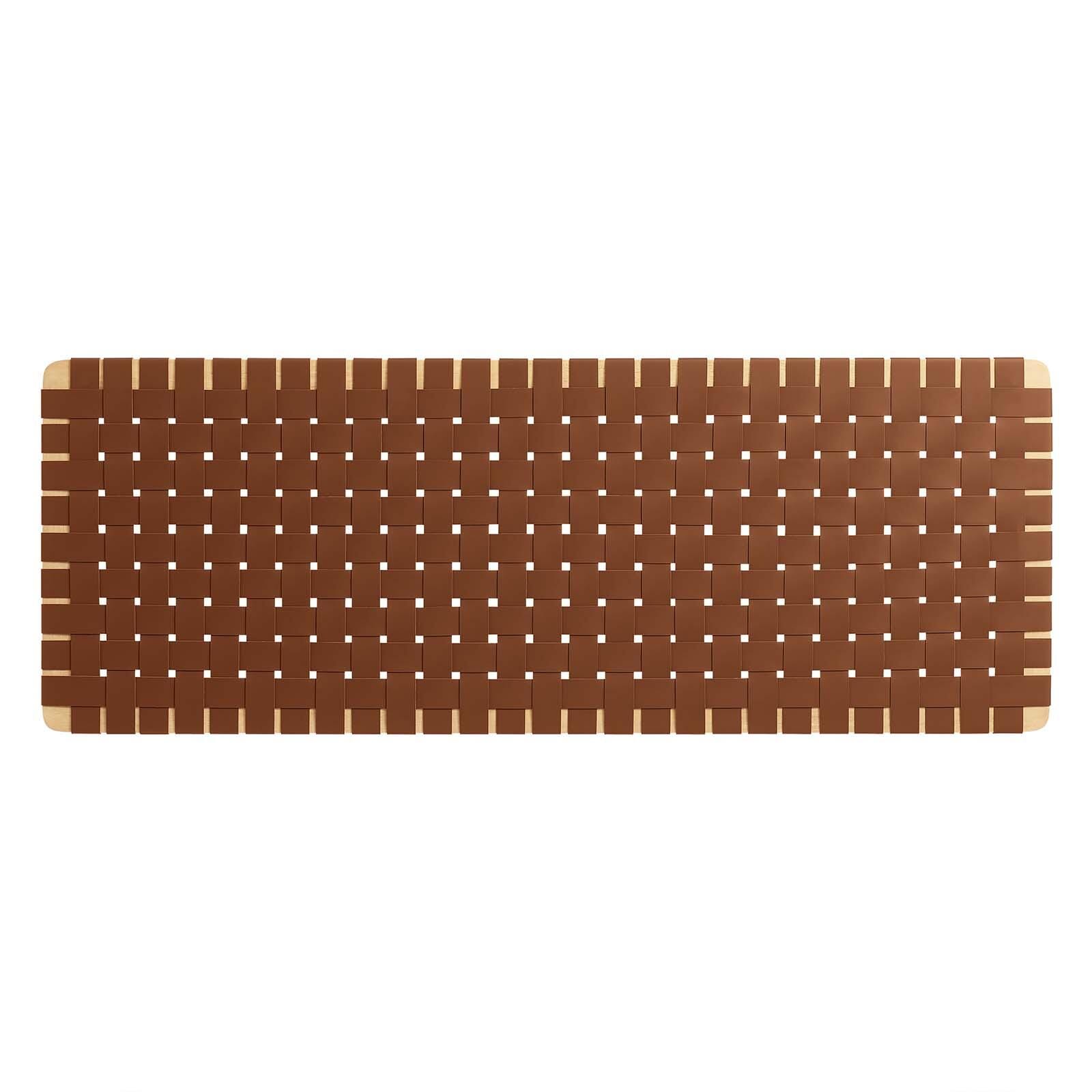 Sparta Weave Wall-Mount Queen Vegan Leather Headboard, Natural/Brown, large