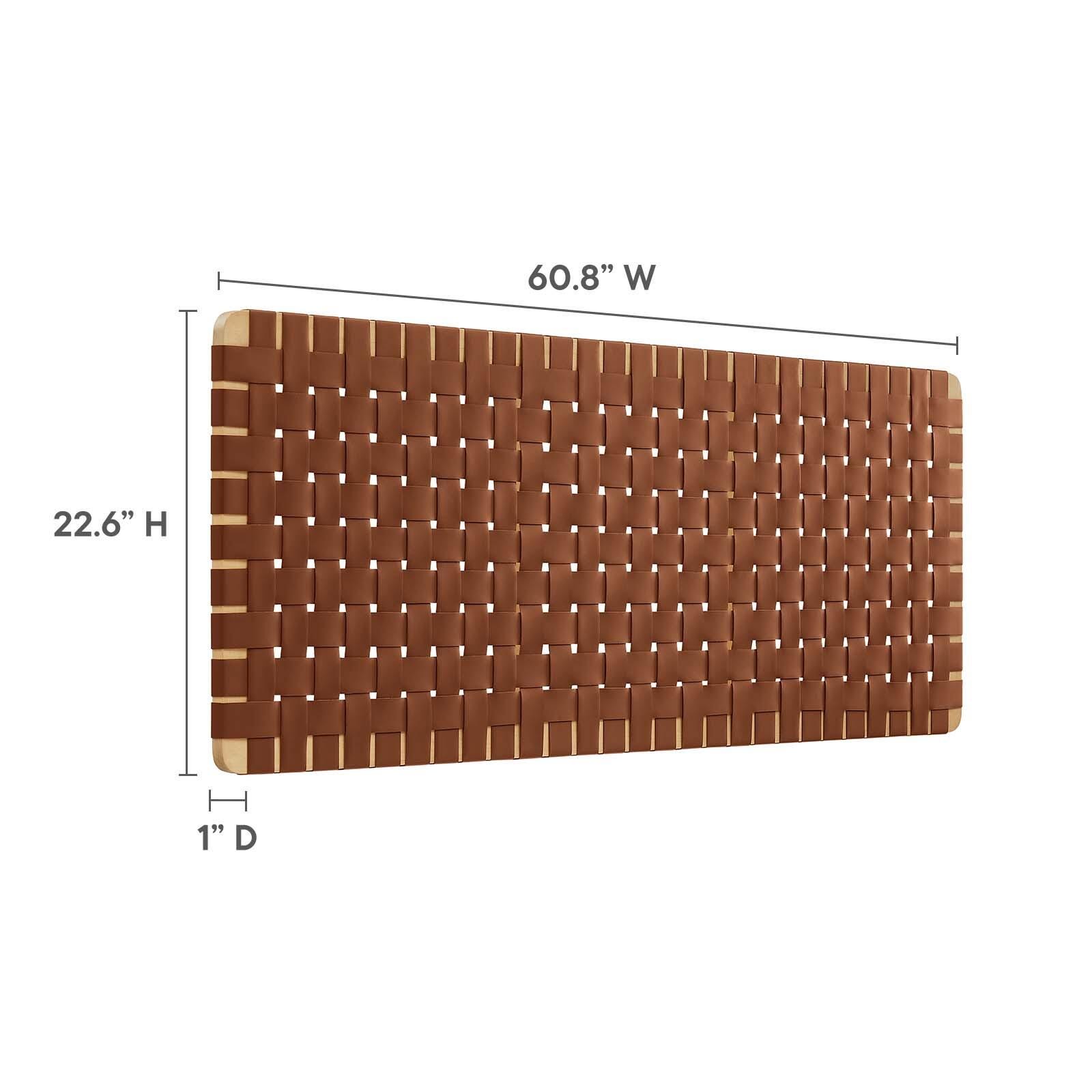 Sparta Weave Wall-Mount Queen Vegan Leather Headboard, Natural/Brown, large
