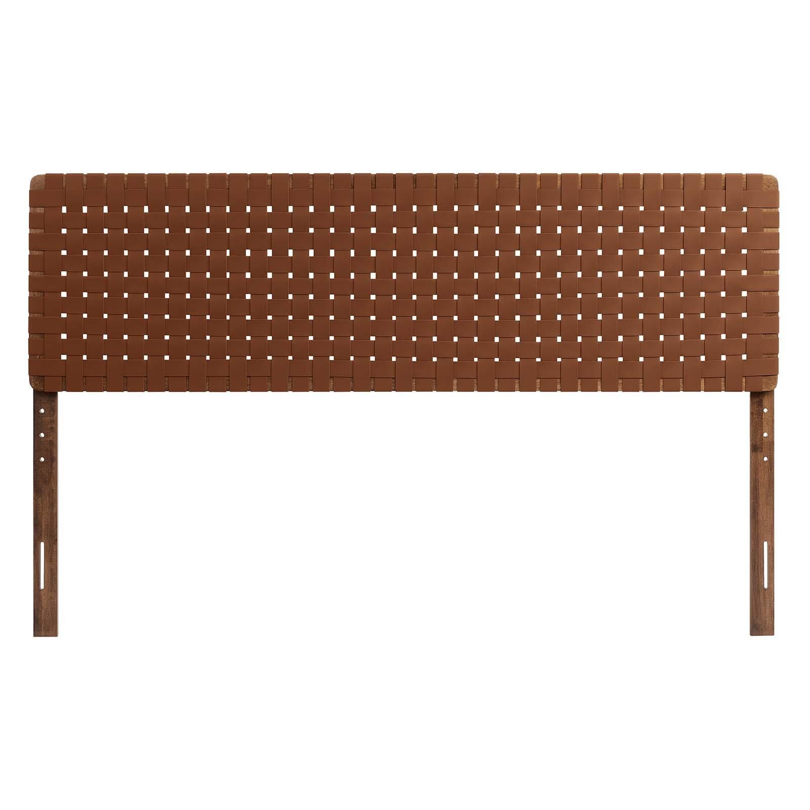 Sparta Weave King Vegan Leather Headboard, Walnut/Brown, large