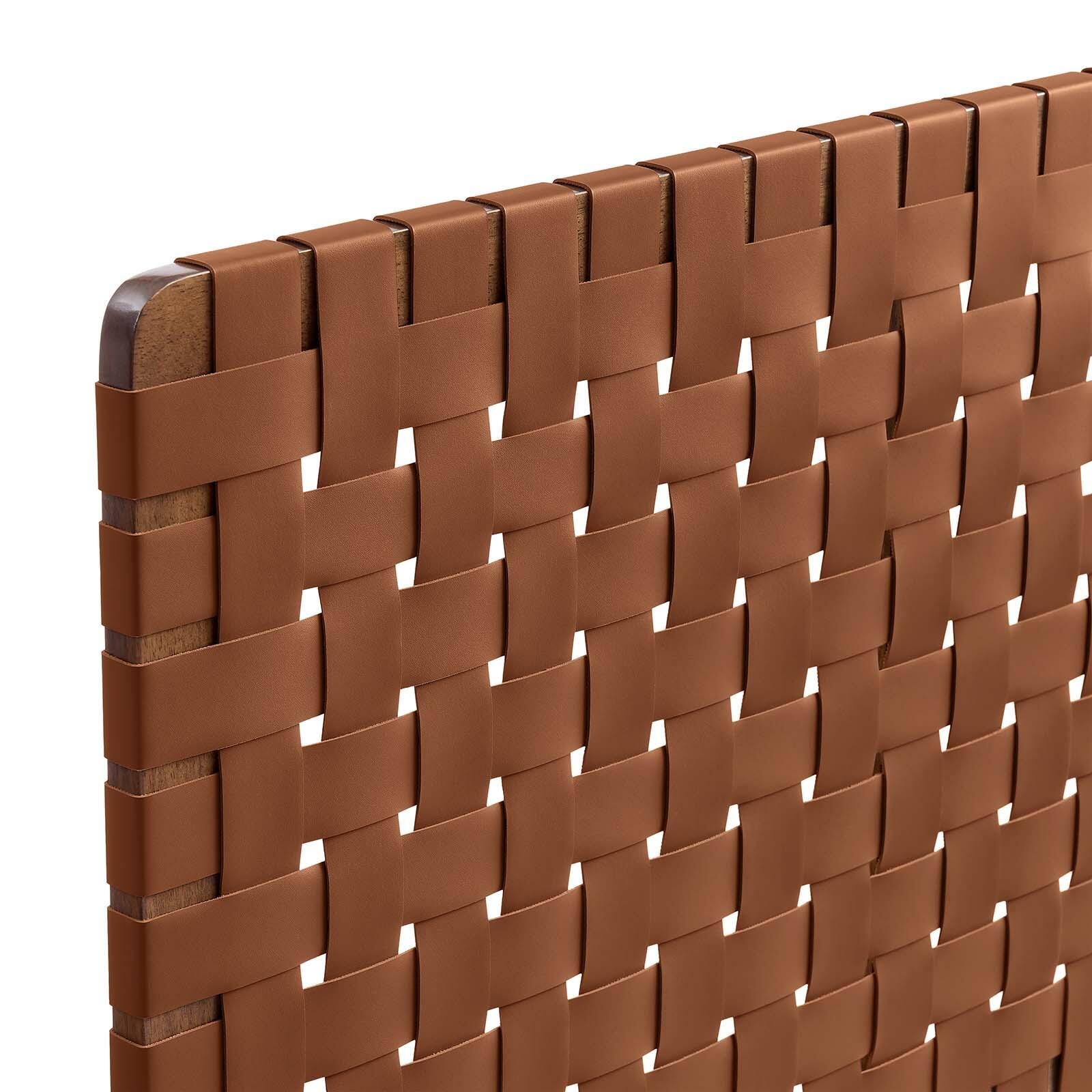 Sparta Weave King Vegan Leather Headboard, Walnut/Brown, large