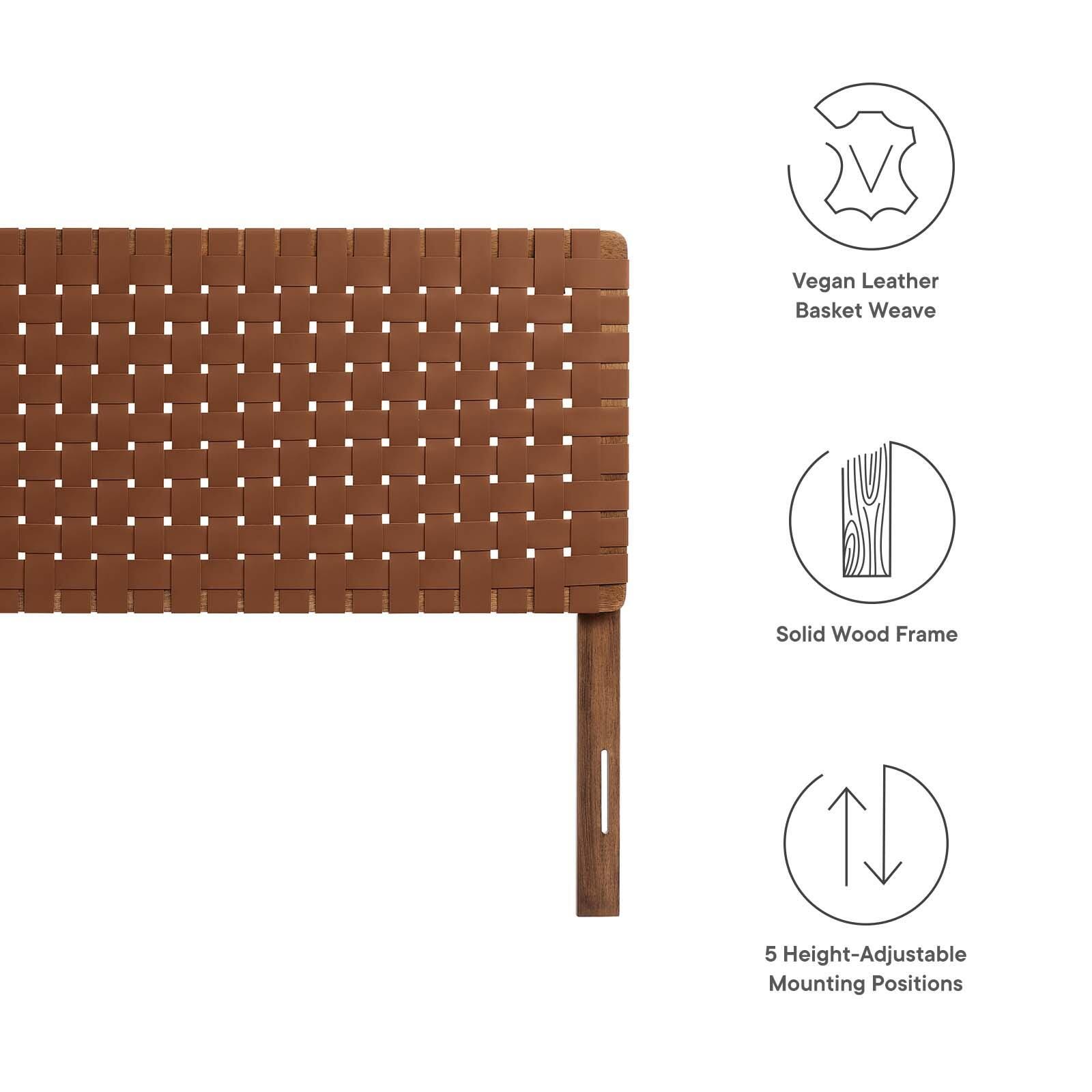 Sparta Weave King Vegan Leather Headboard, Walnut/Brown, large