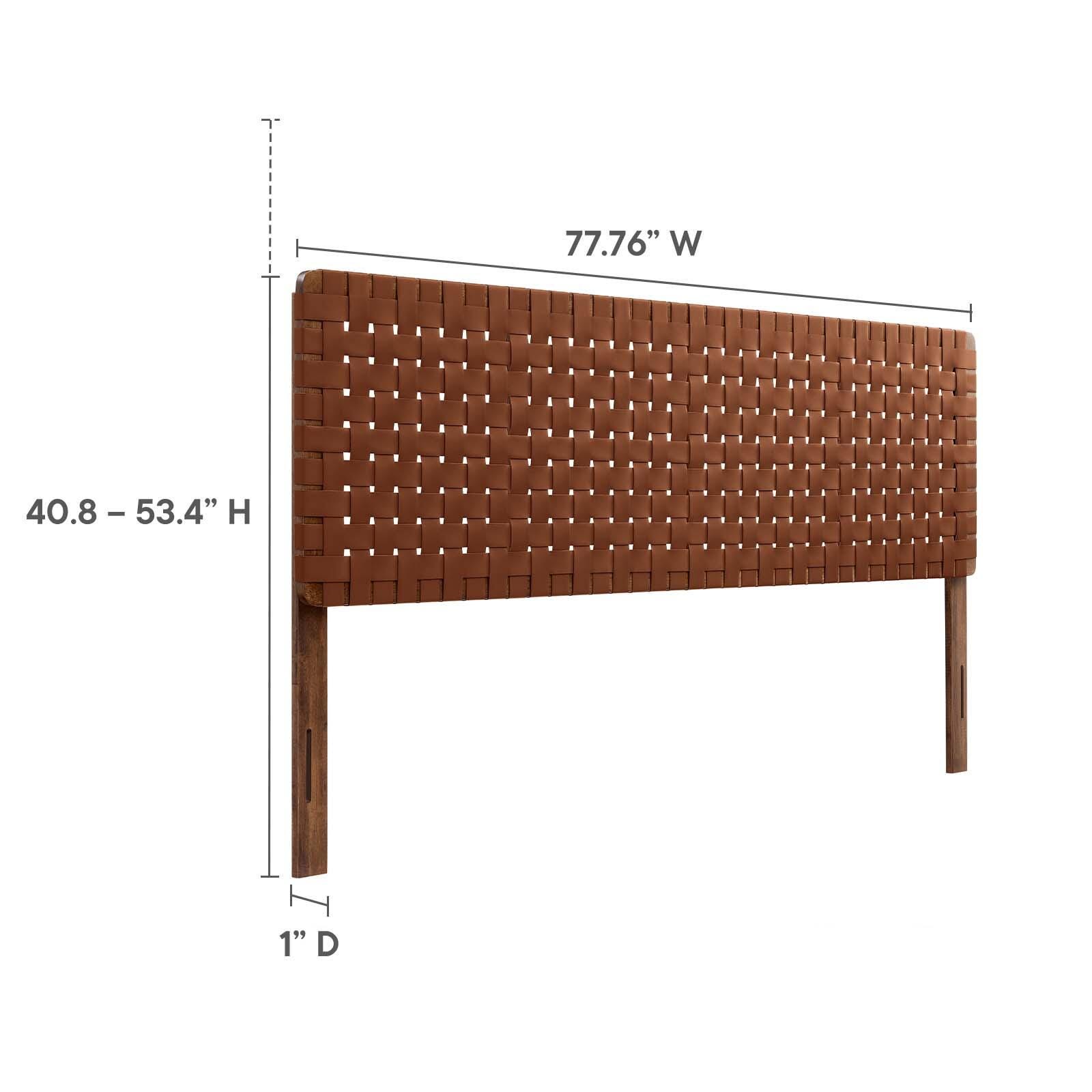 Sparta Weave King Vegan Leather Headboard, Walnut/Brown, large