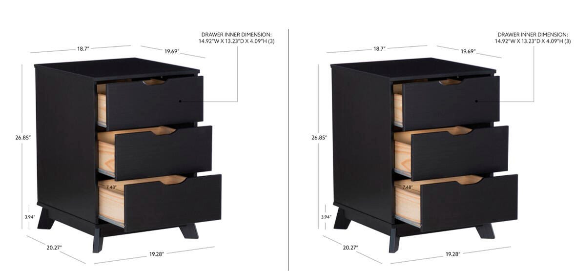 Linon Pierce Nightstand Set of 2, Black, large