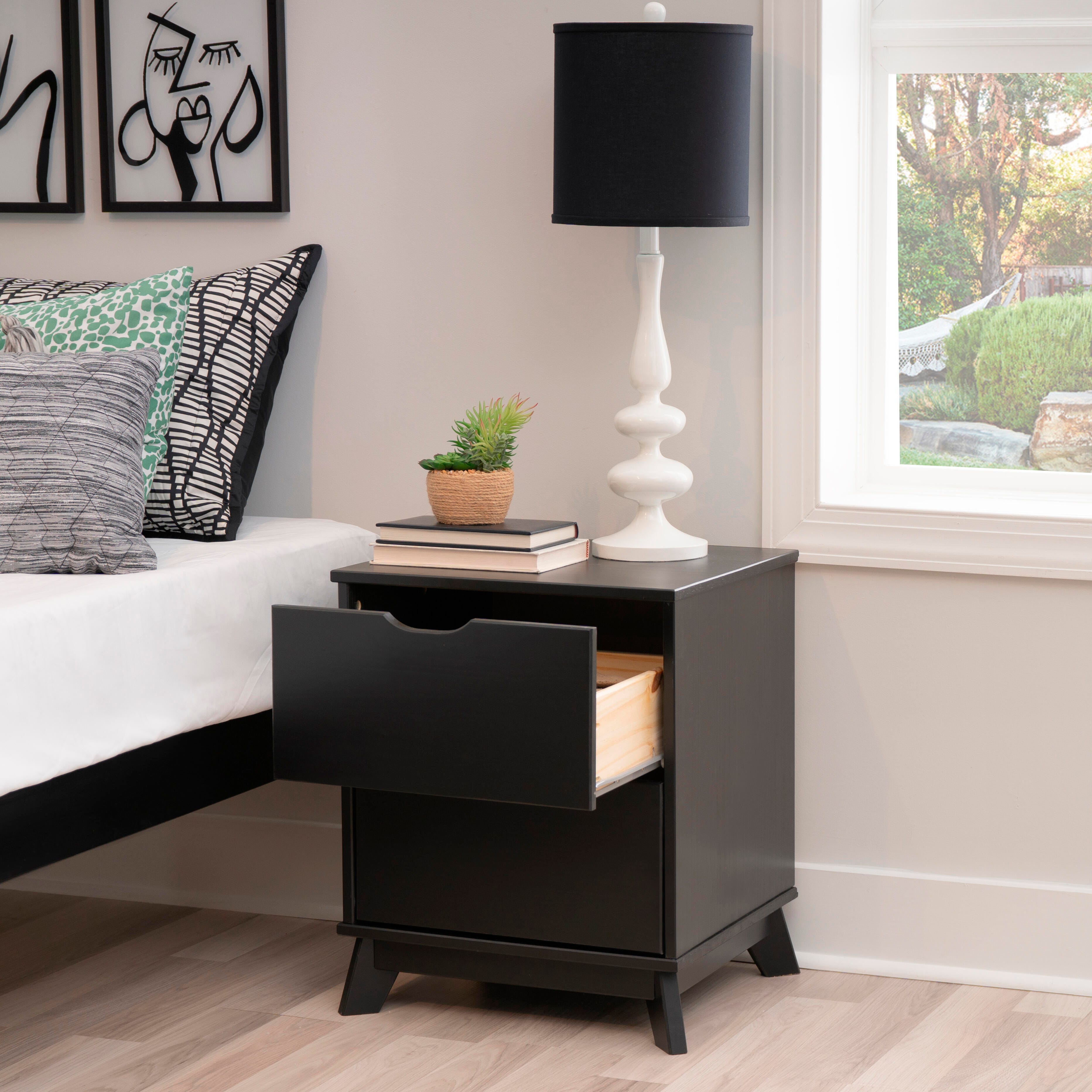 Linon Pierce Nightstand Set of 2, Black, large