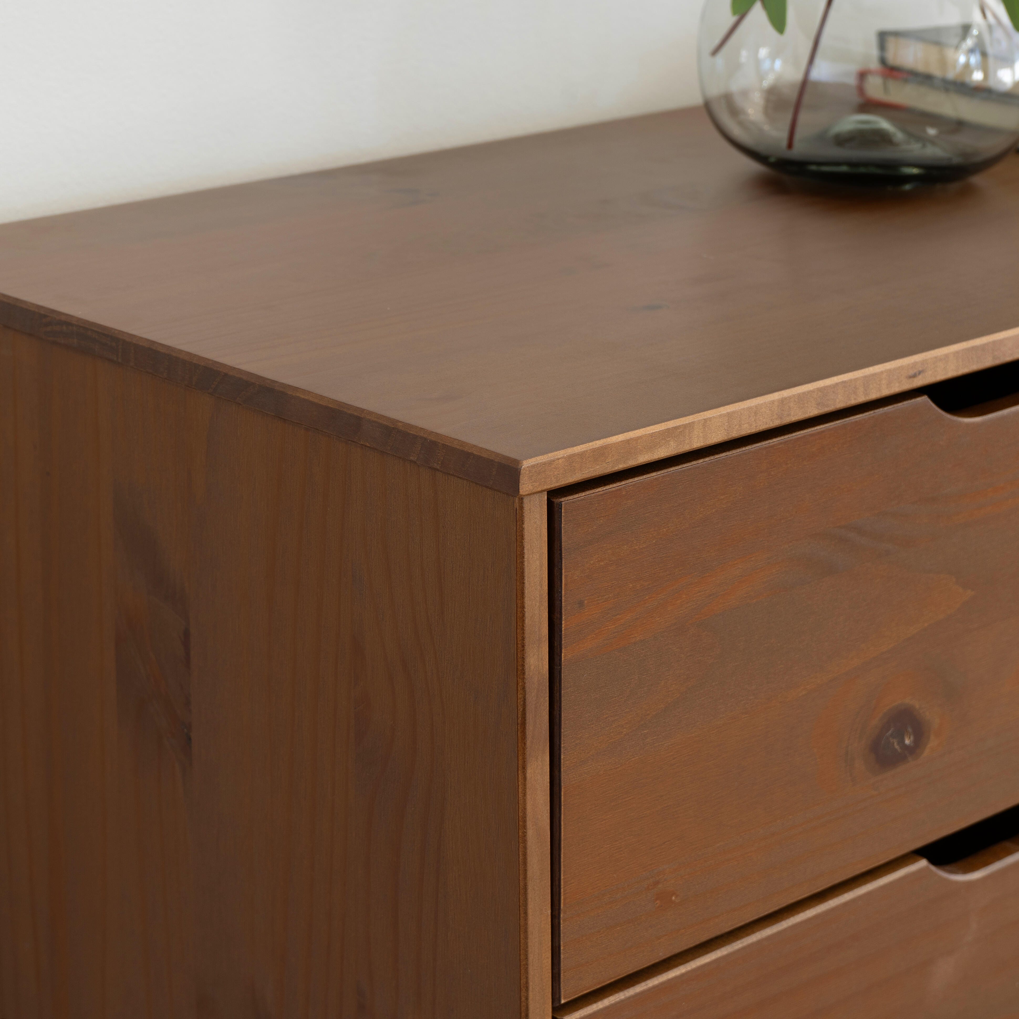 Linon Pierce Nightstand and Dresser Set, Walnut, large