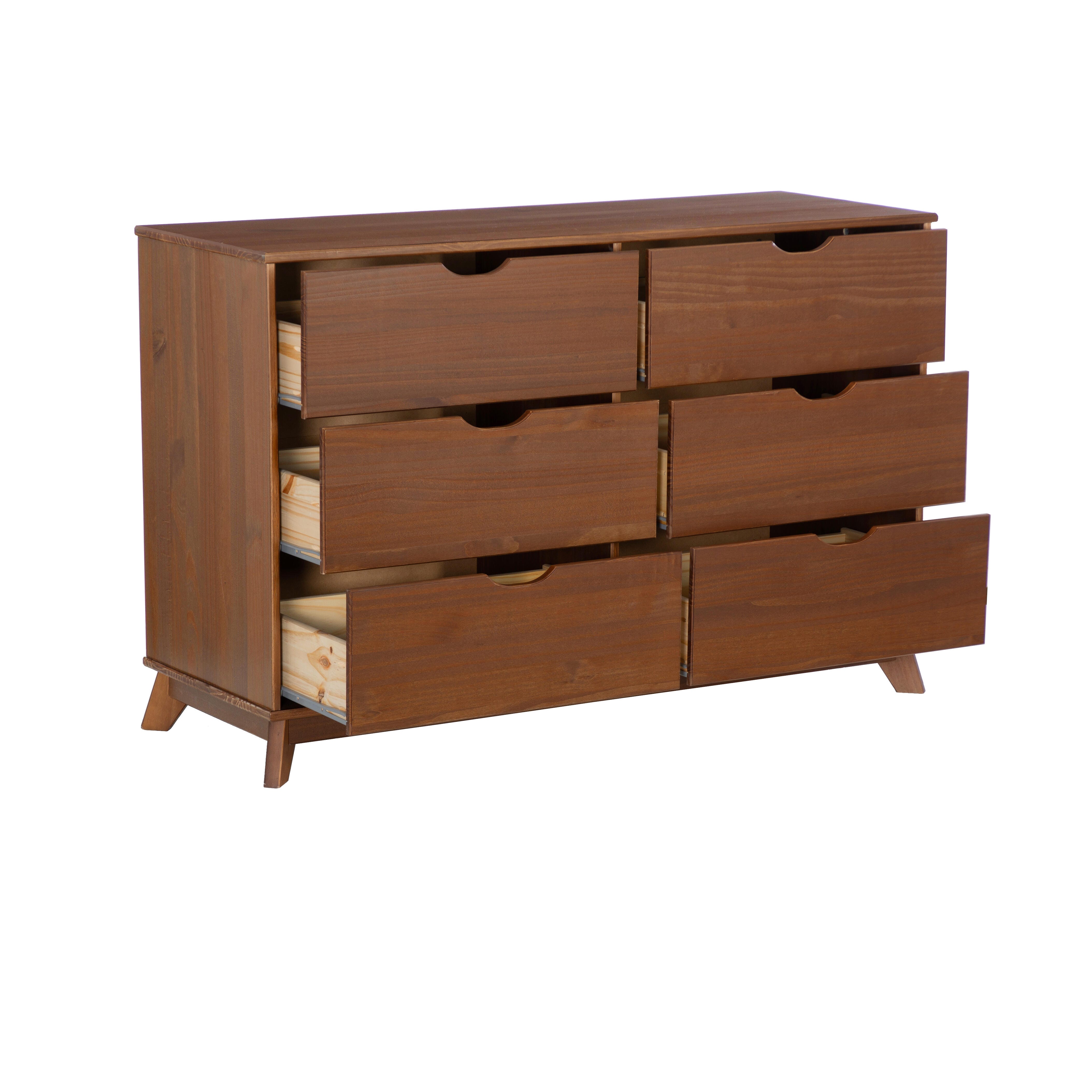 Linon Pierce Nightstand and Dresser Set, Walnut, large