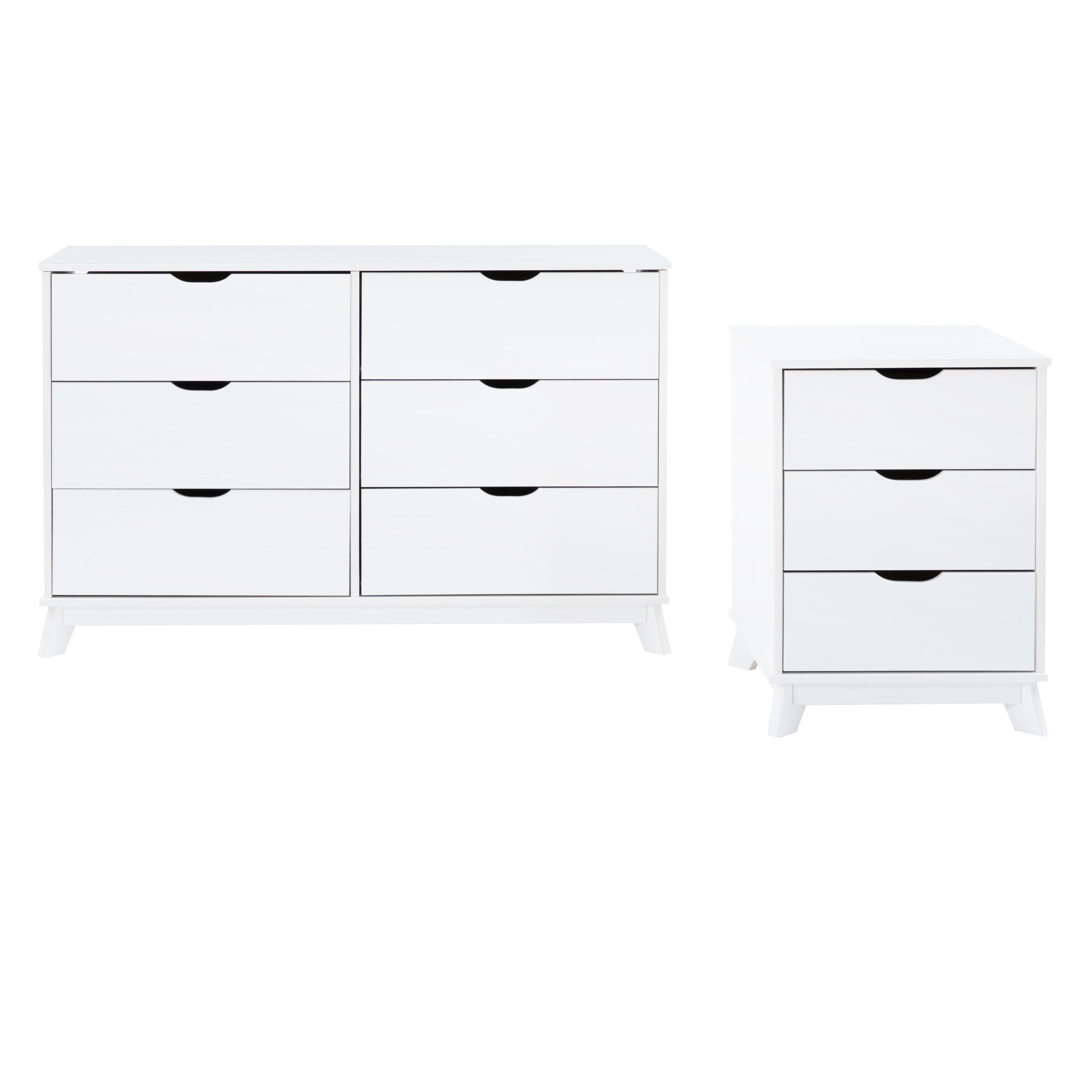 Linon Pierce Nightstand and Dresser Set, White, large