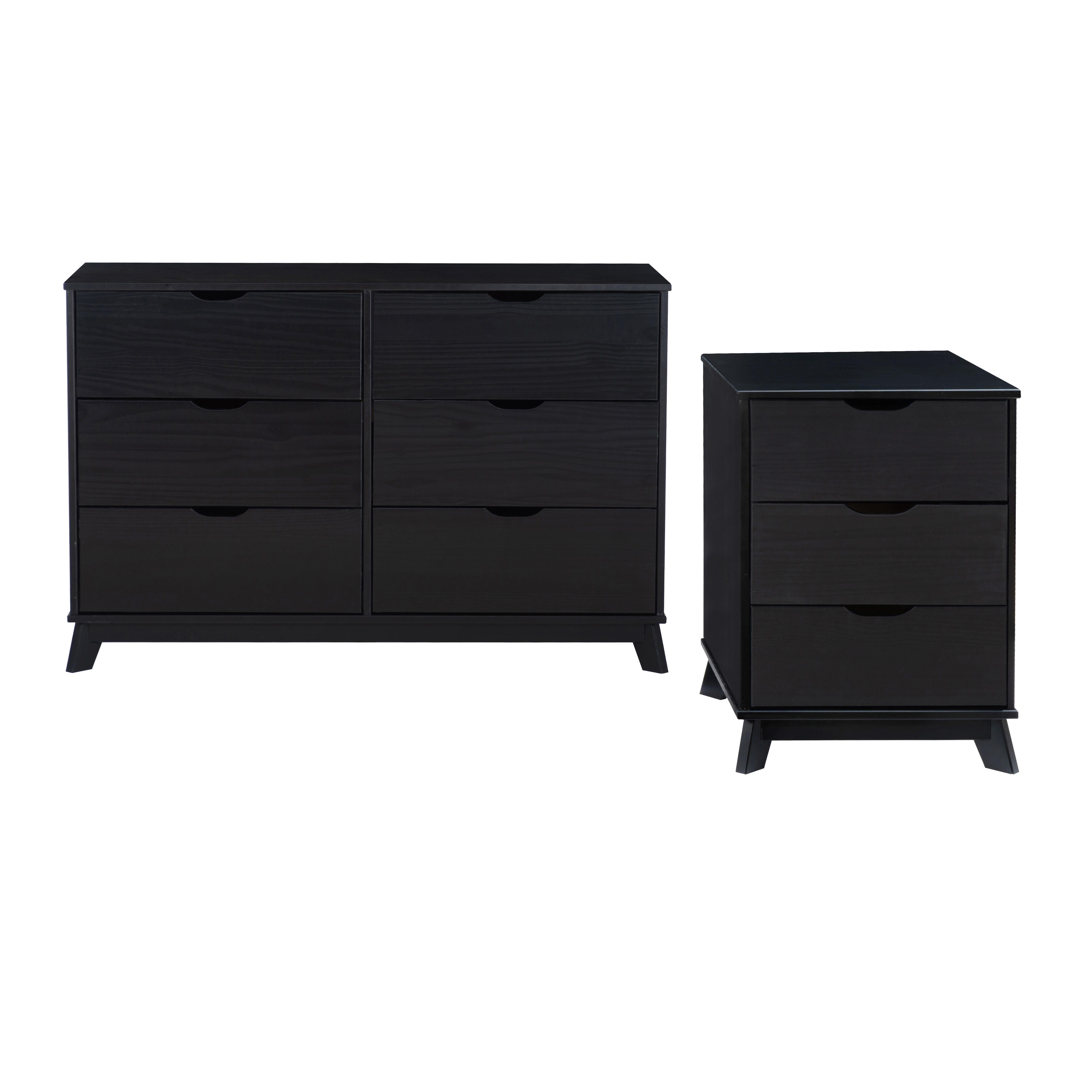 Linon Pierce Nightstand and Dresser Set, Black, large