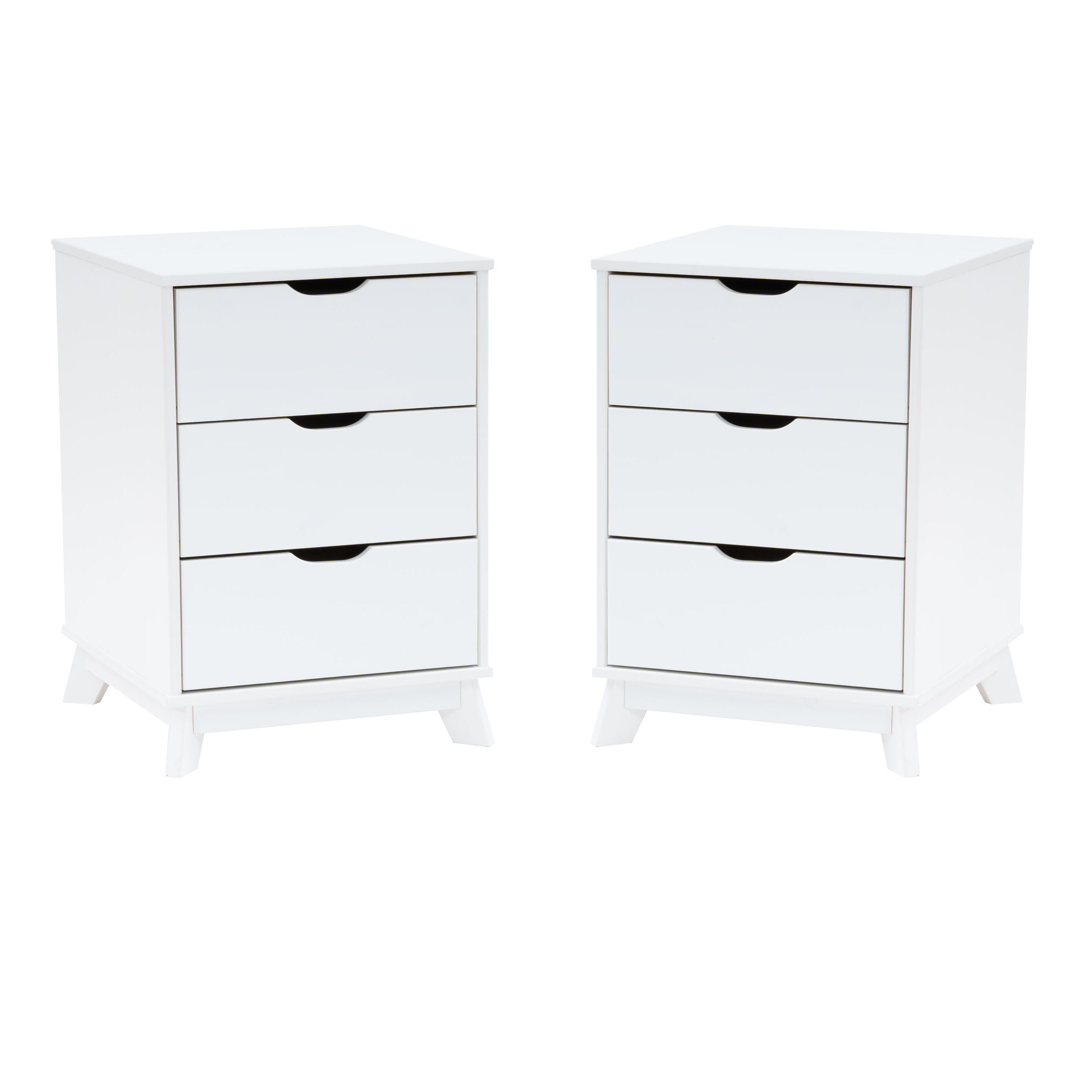 Linon Pierce Nightstand Set of 2, White, large