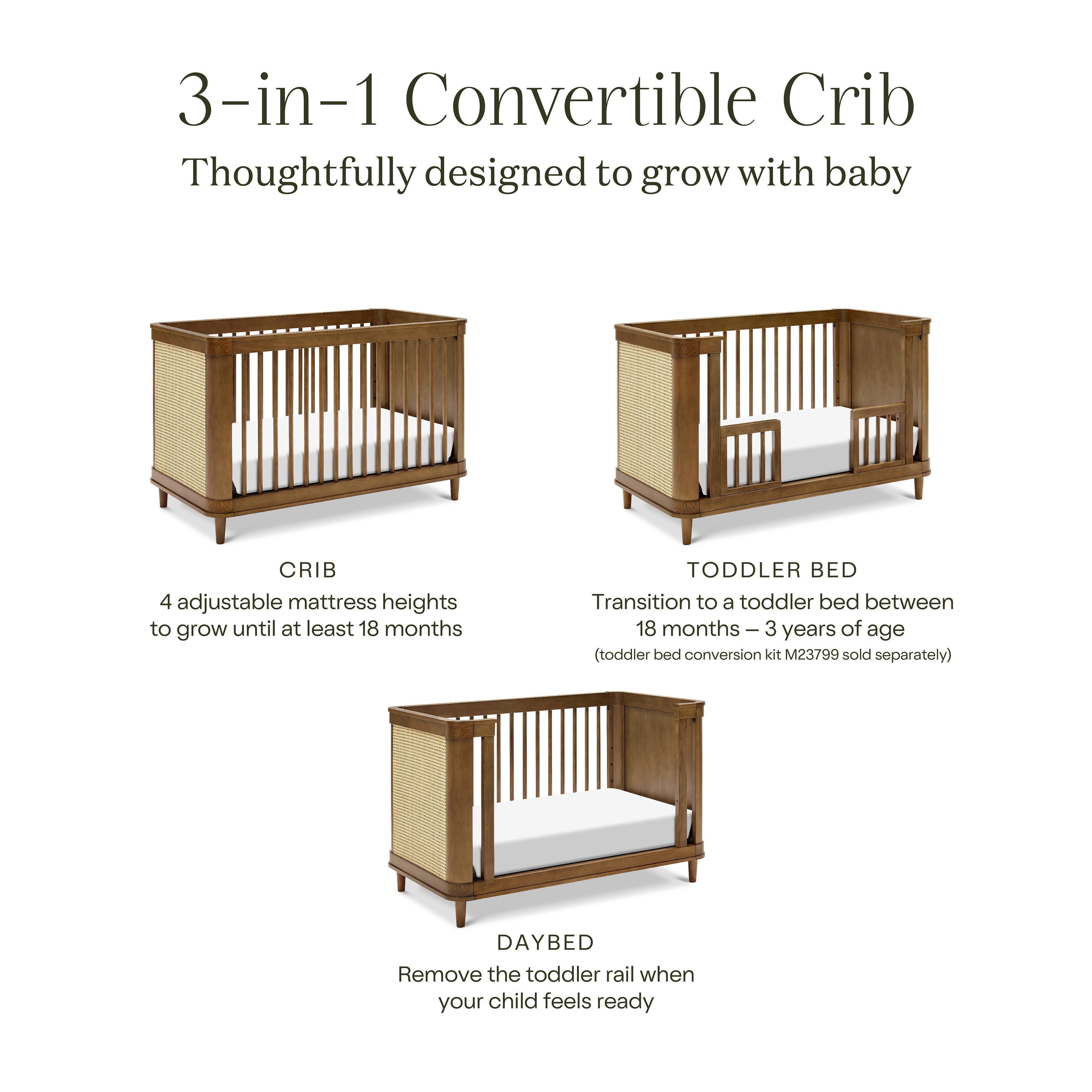 Namesake Marin with Cane 3-in-1 Convertible Crib, , large