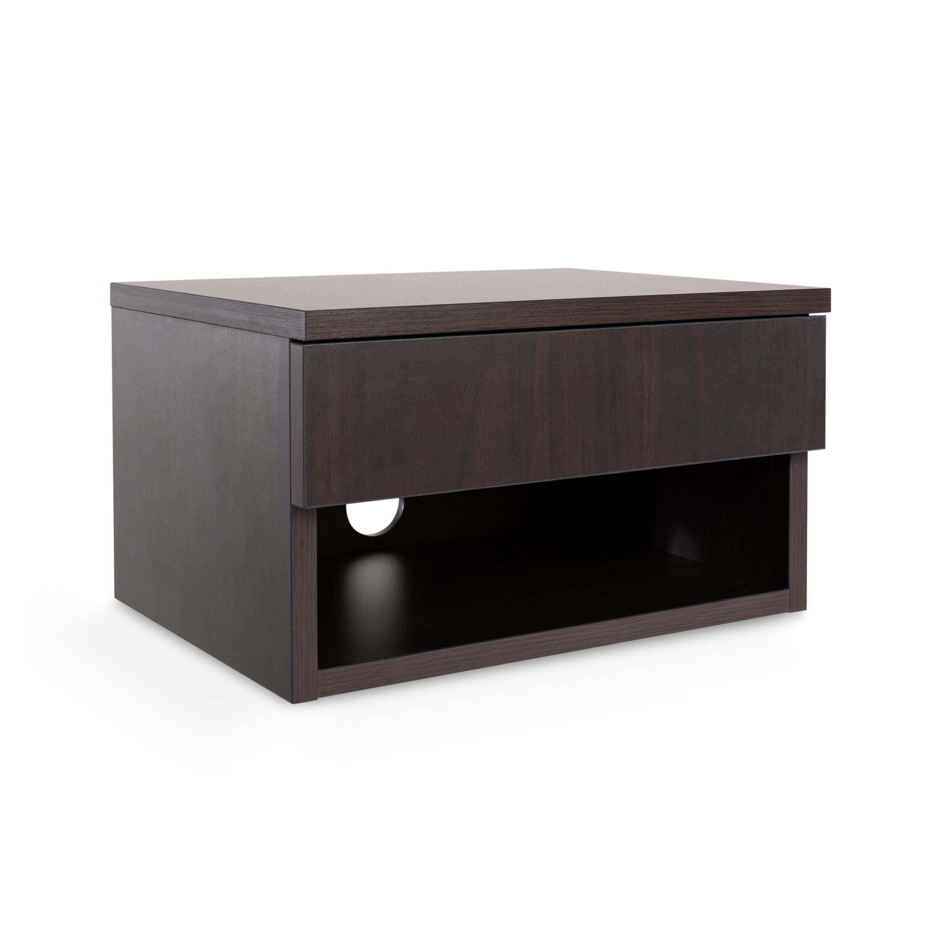 JONATHAN Y Ettore 15" Floating 1 Drawer Nighstand, Black, large