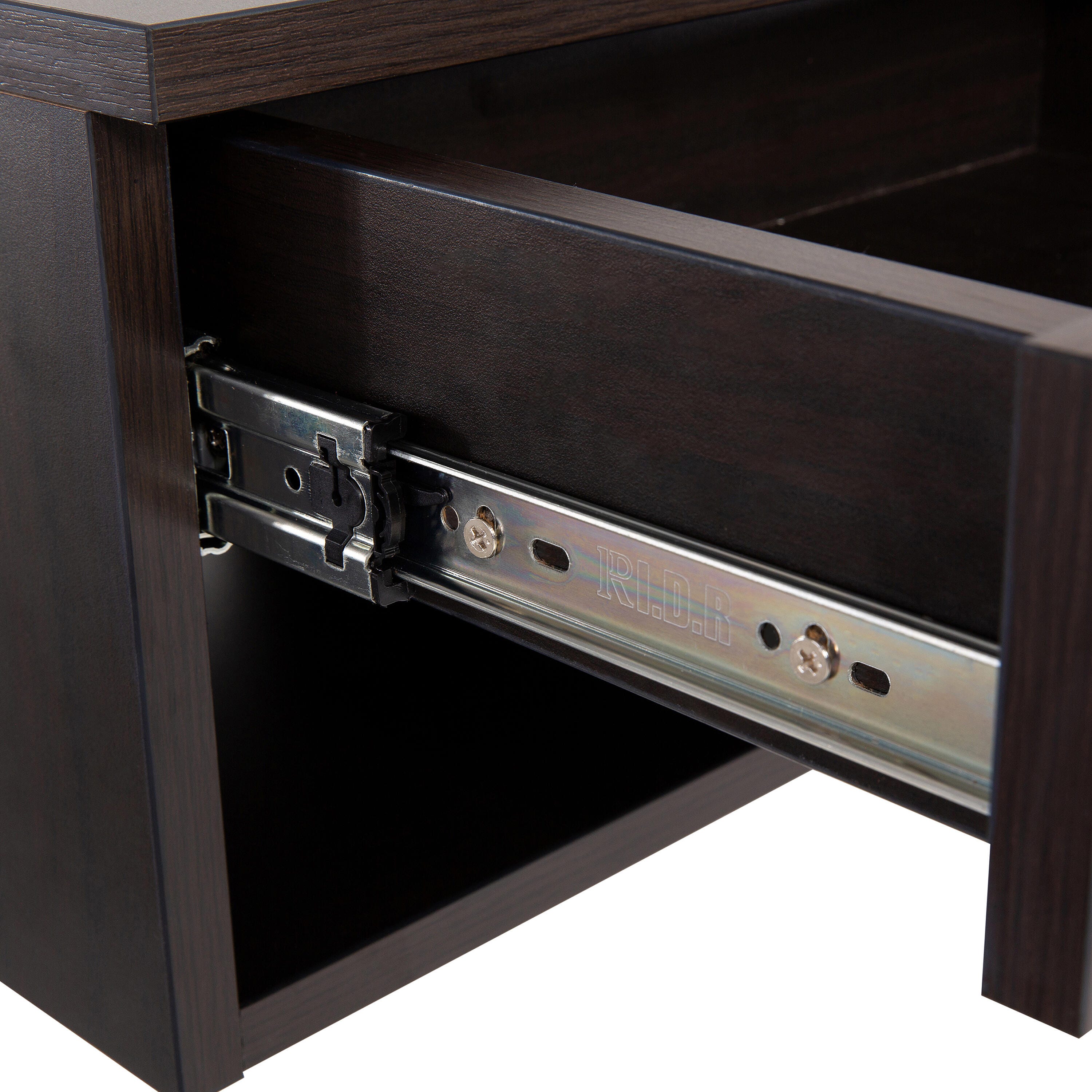 JONATHAN Y Ettore 15" Floating 1 Drawer Nighstand, Black, large