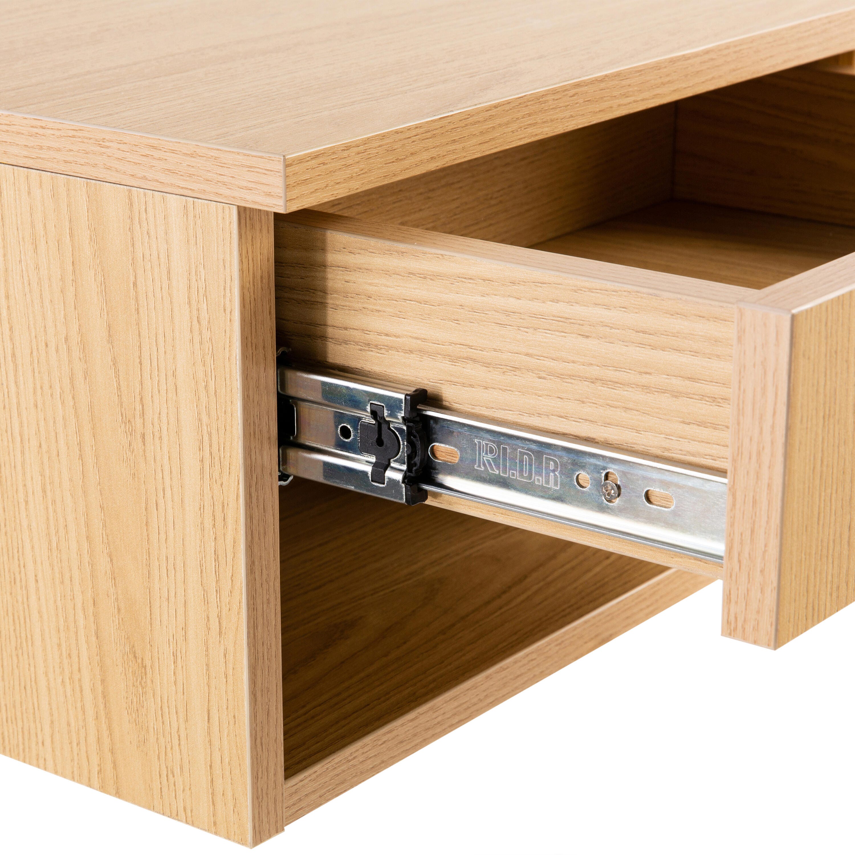 JONATHAN Y Ettore 15" Floating 1 Drawer Nighstand, Light Oak, large