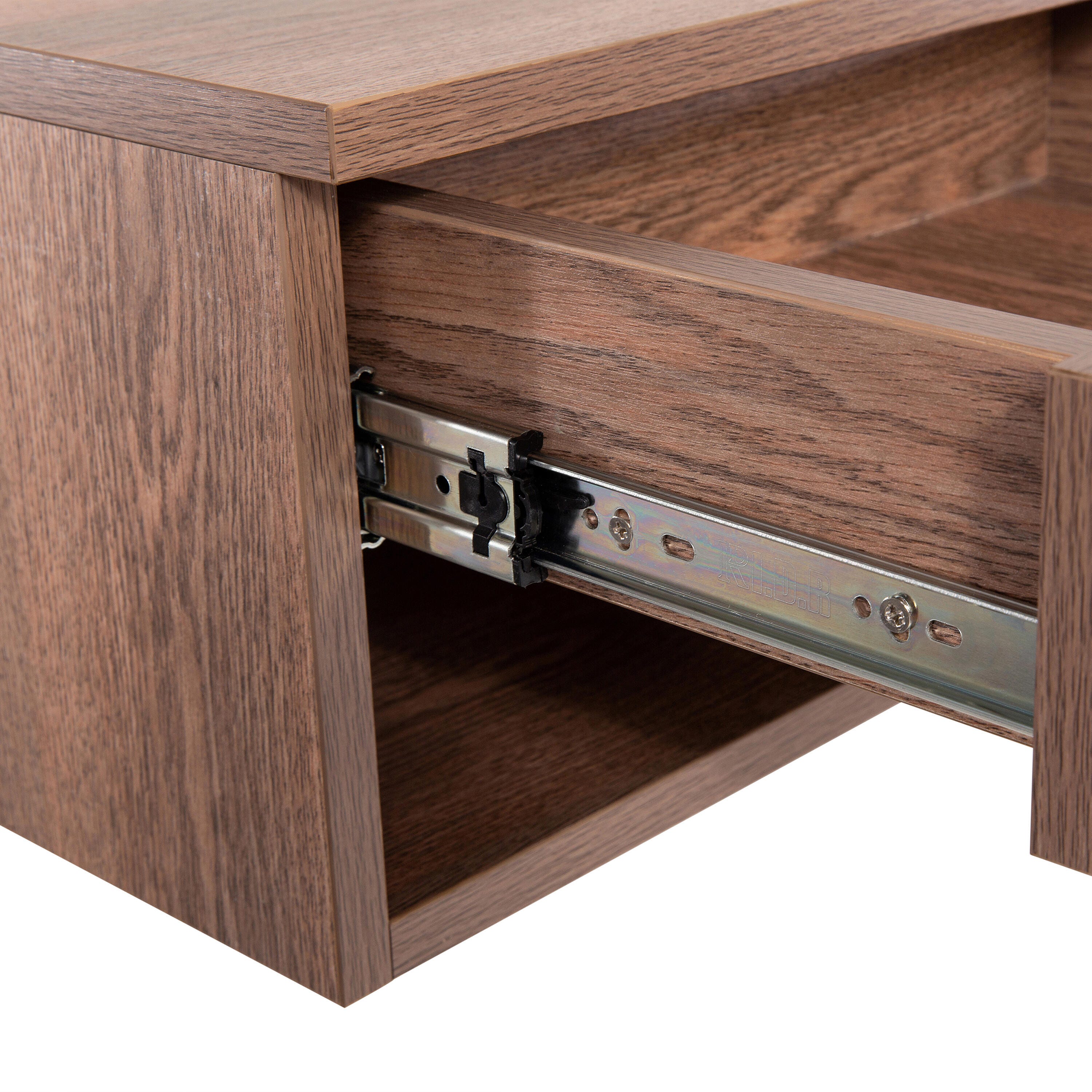 JONATHAN Y Ettore 15" Floating 1 Drawer Nighstand, Dark Brown, large