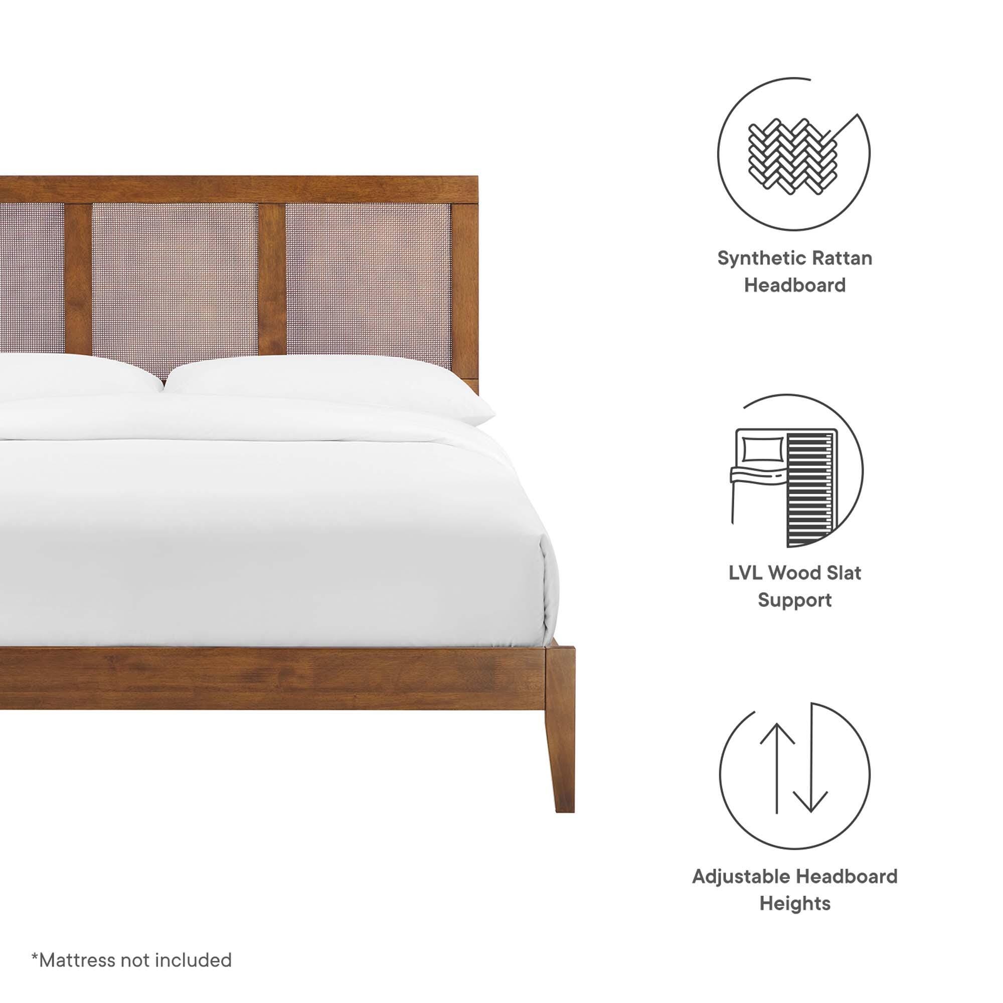 Modway Sirocco Full Panel Platform Bed, Walnut, large