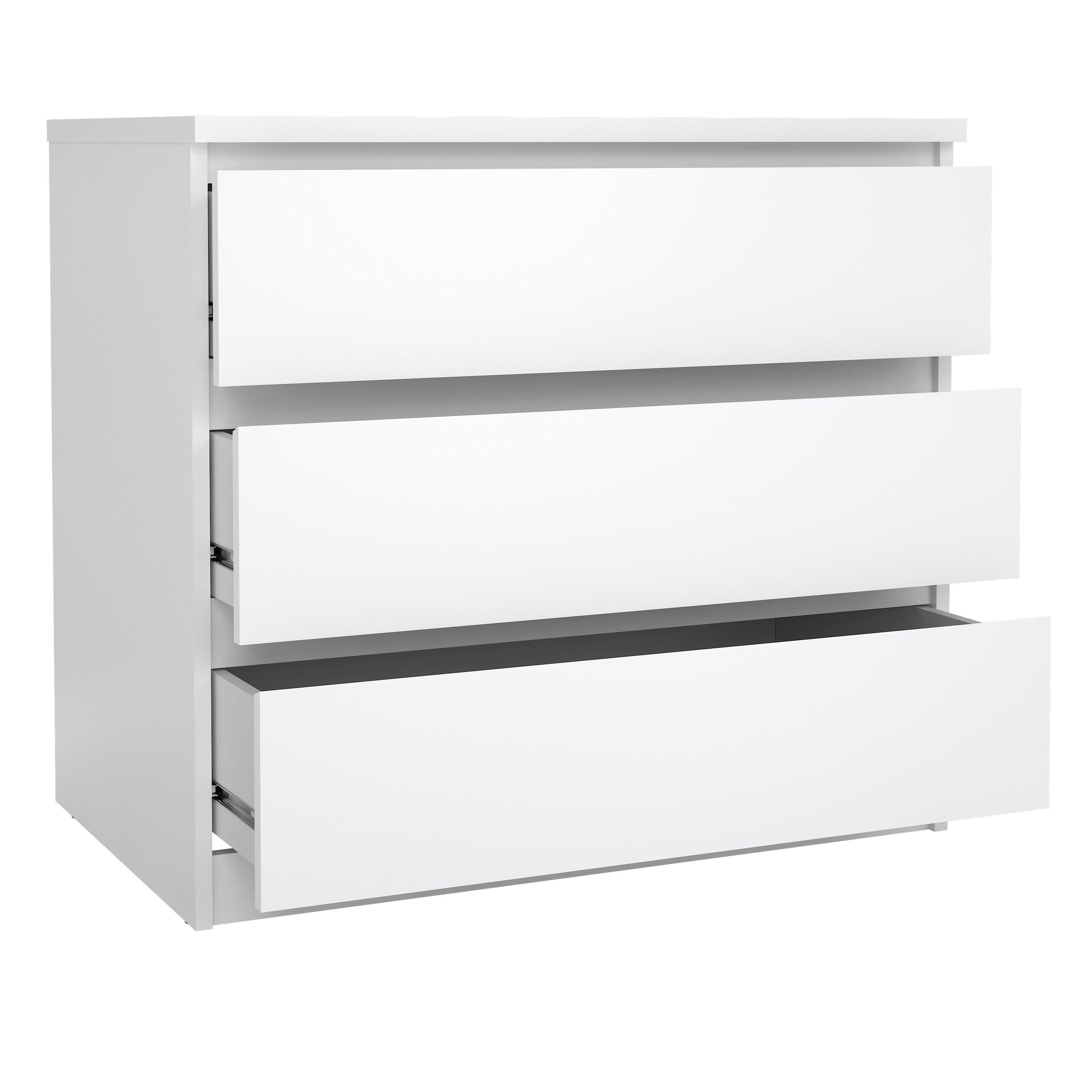 Tvilum Scottsdale 3 Drawer Chest of Drawers, White, large