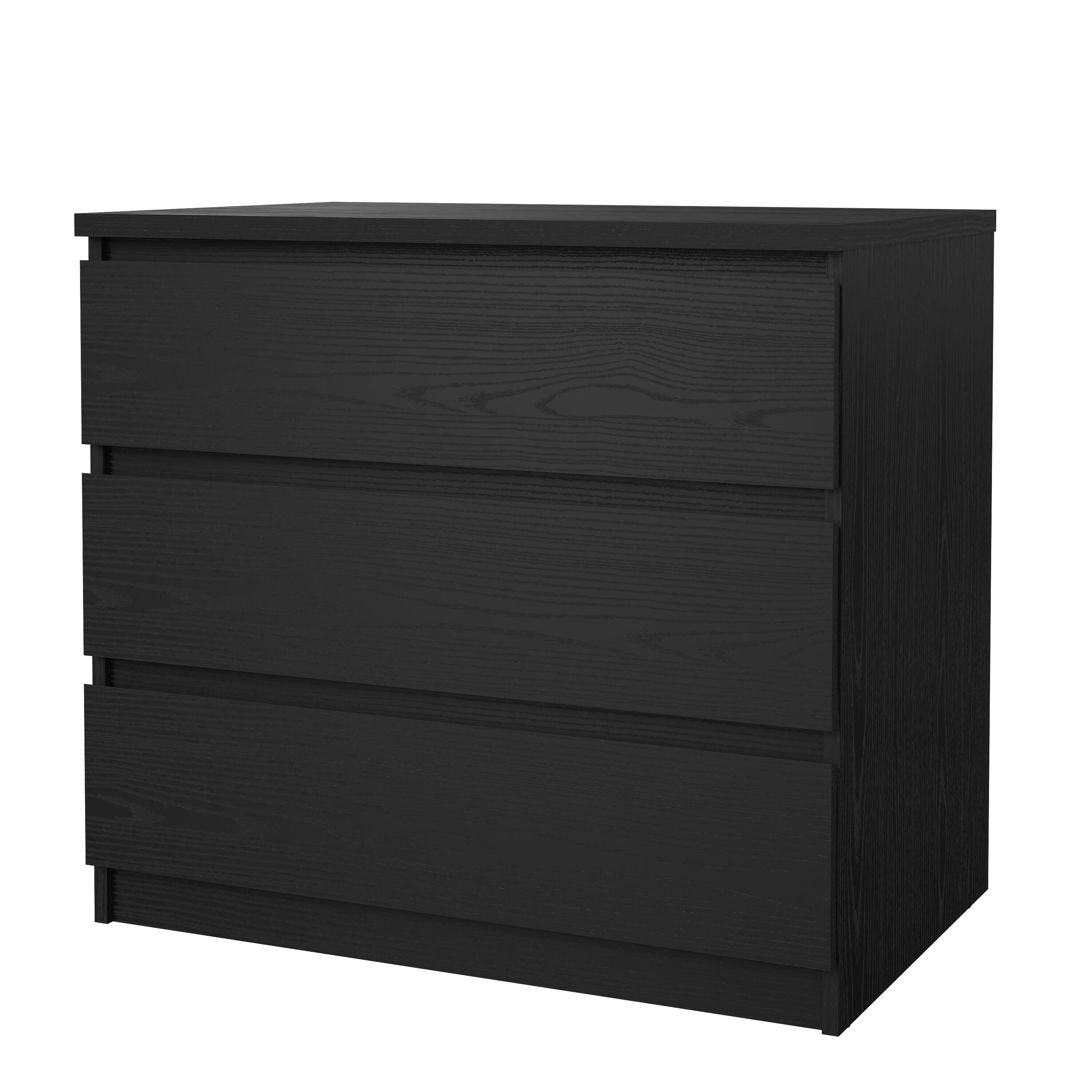 Tvilum Scottsdale 3 Drawer Chest of Drawers, Black Woodgrain, large