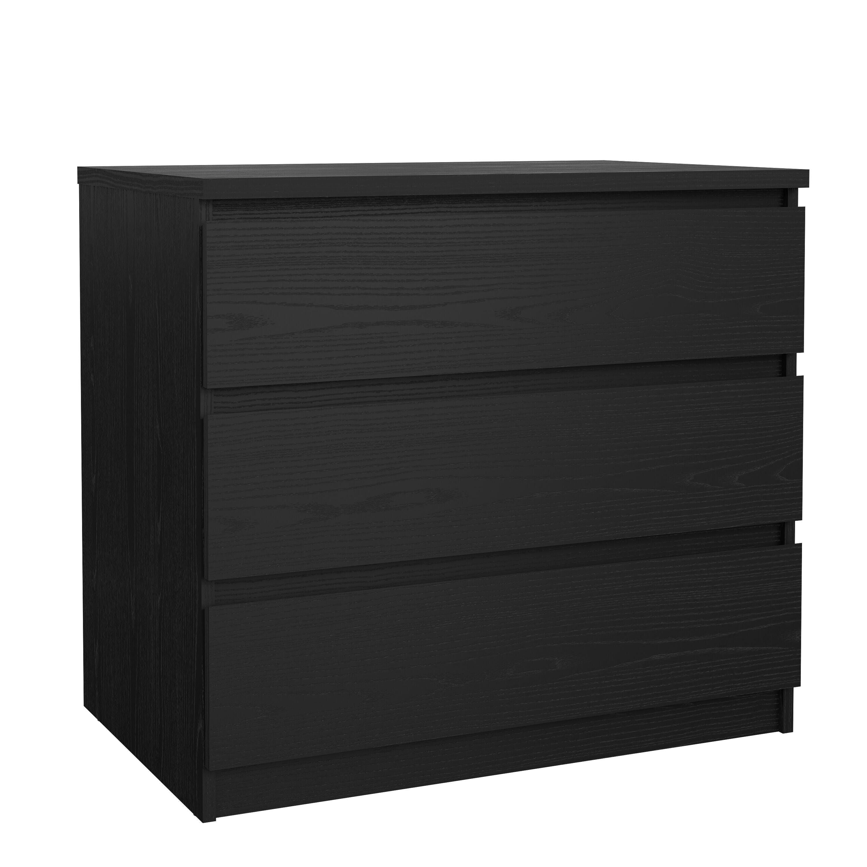 Tvilum Scottsdale 3 Drawer Chest of Drawers, Black Woodgrain, large