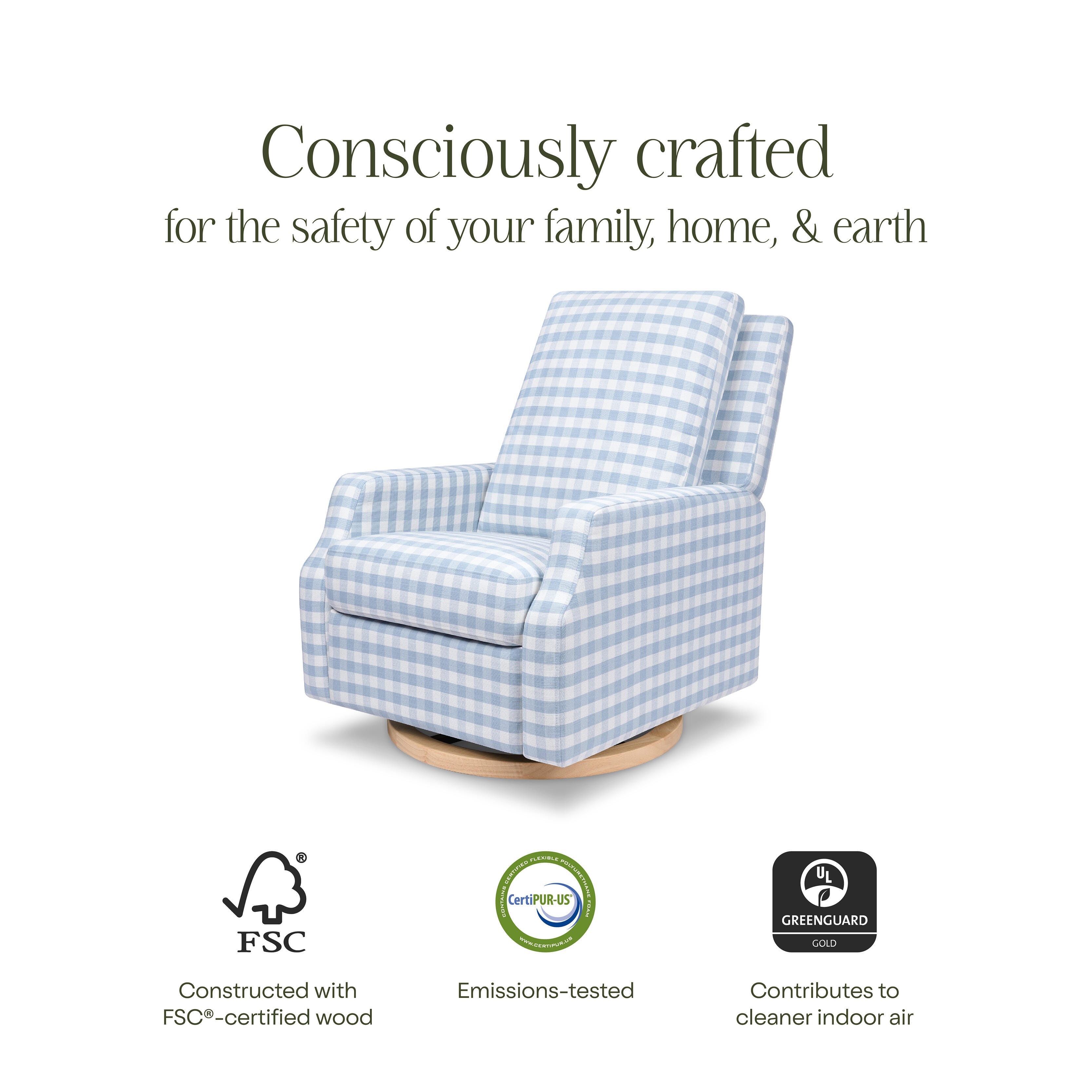 Namesake Crewe Manual Recliner, Blue/Light Brown, large