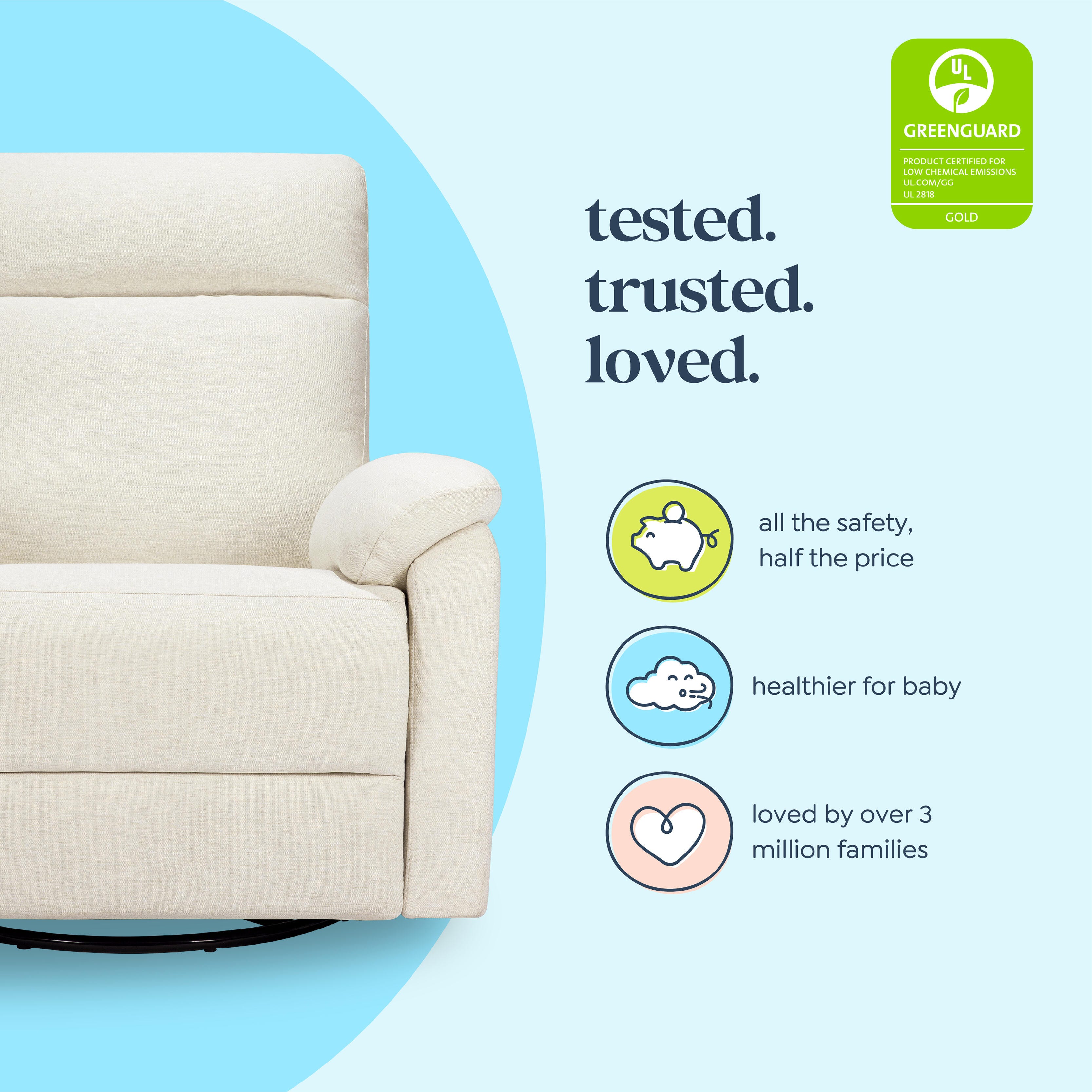 DaVinci Suzy Power Swivel Glider and Recliner, Vanilla, large