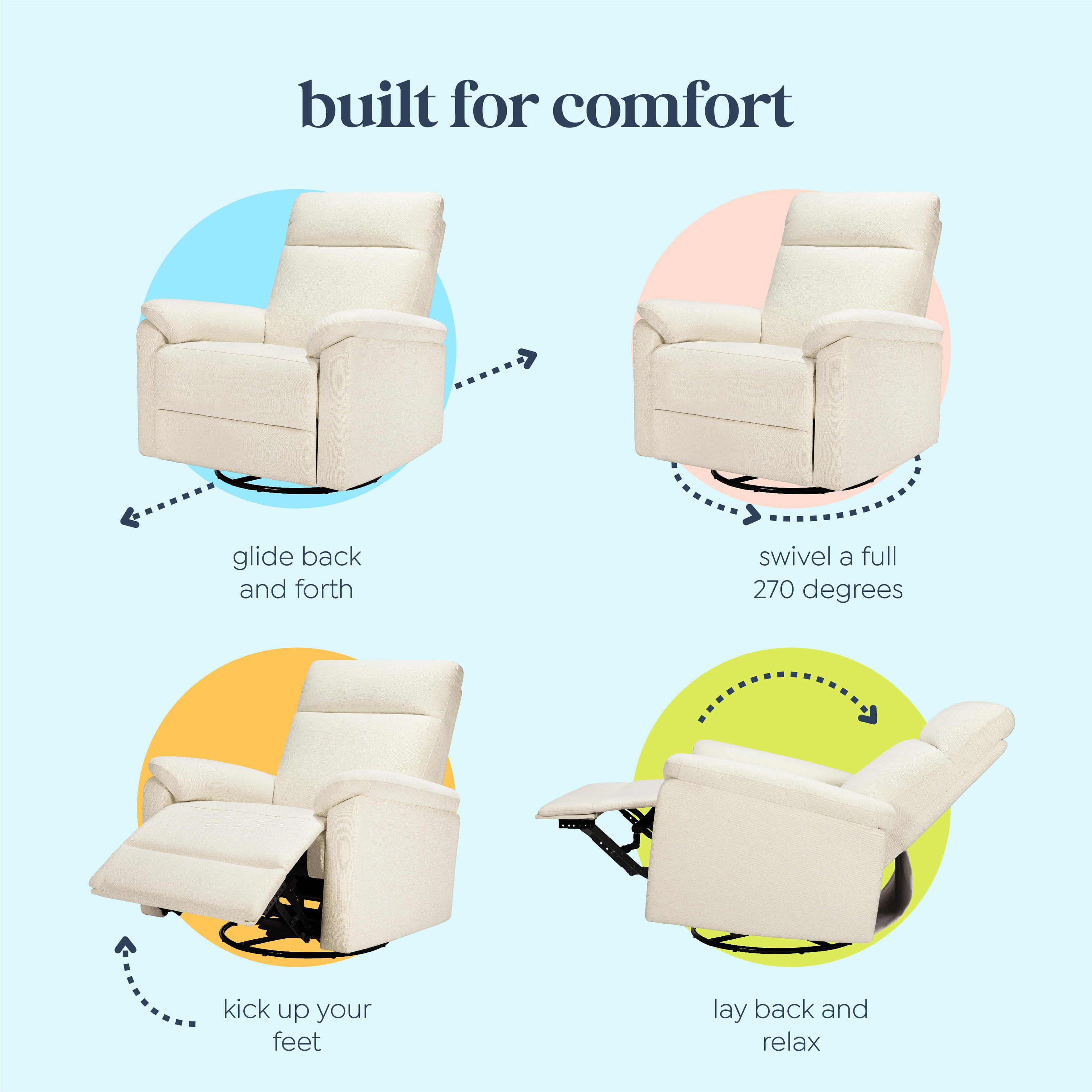 DaVinci Suzy Power Swivel Glider and Recliner, Vanilla, large