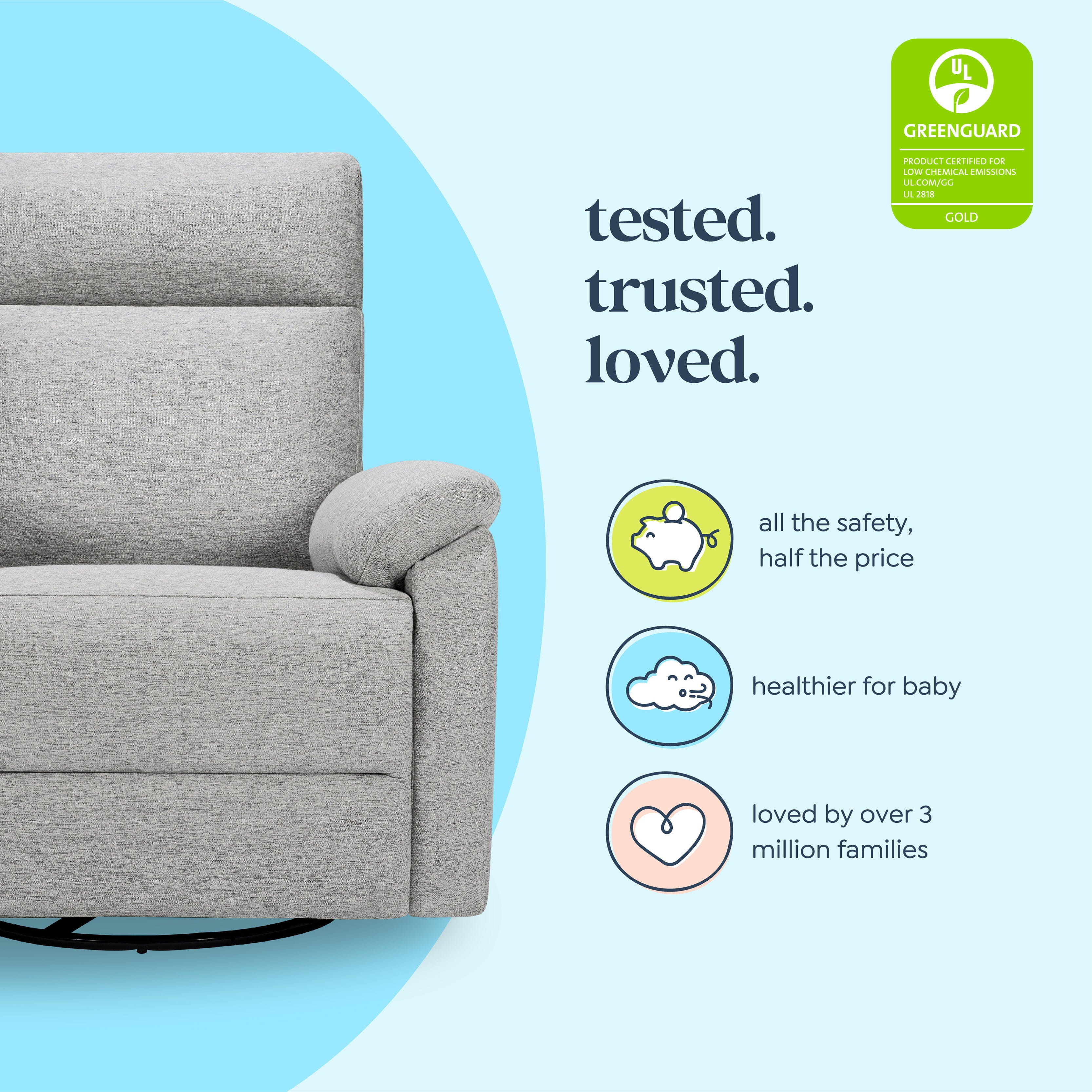 DaVinci Suzy Power Swivel Glider and Recliner, Frost Gray, large