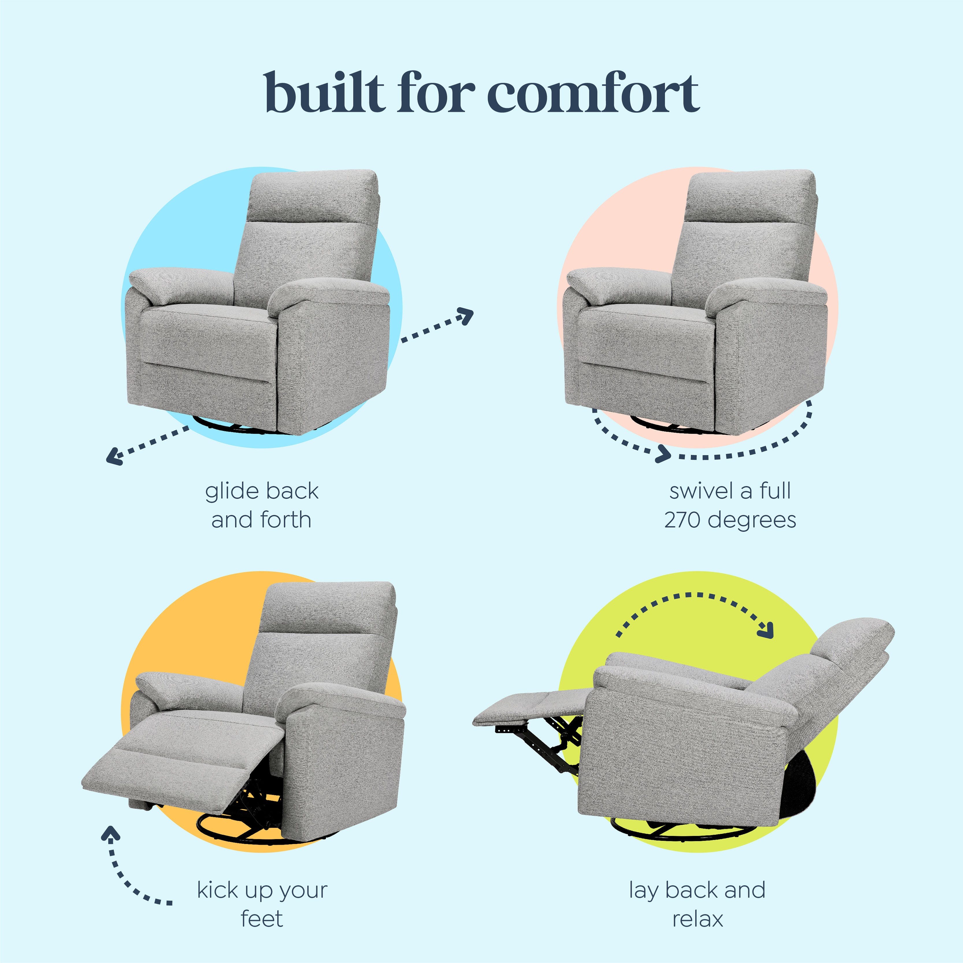 DaVinci Suzy Power Swivel Glider and Recliner, Frost Gray, large