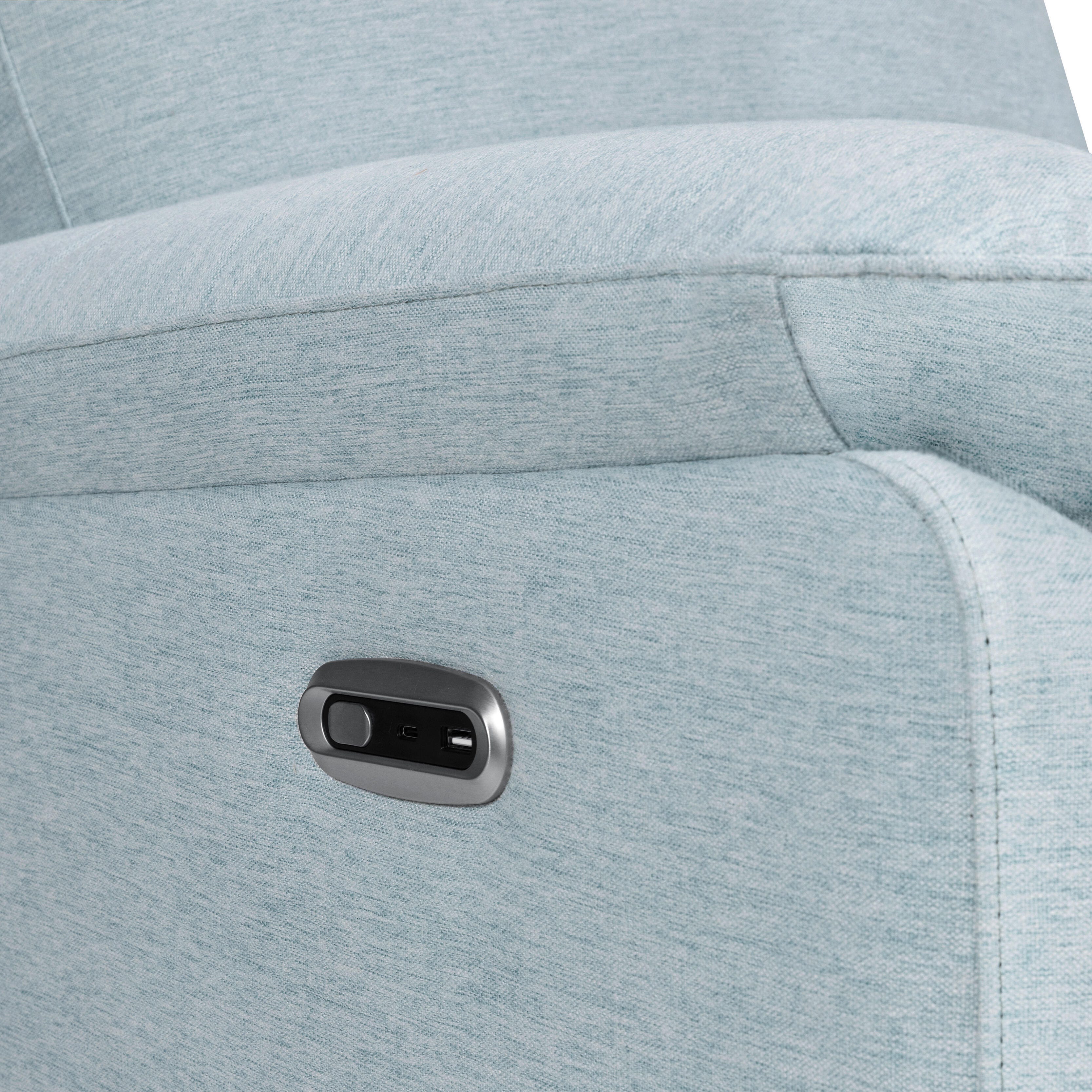 DaVinci Suzy Power Swivel Glider and Recliner, Heathered Blue, large
