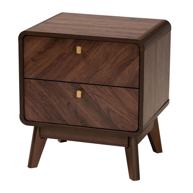 Baxton Studio Markell 19" Nightstand, Walnut Brown