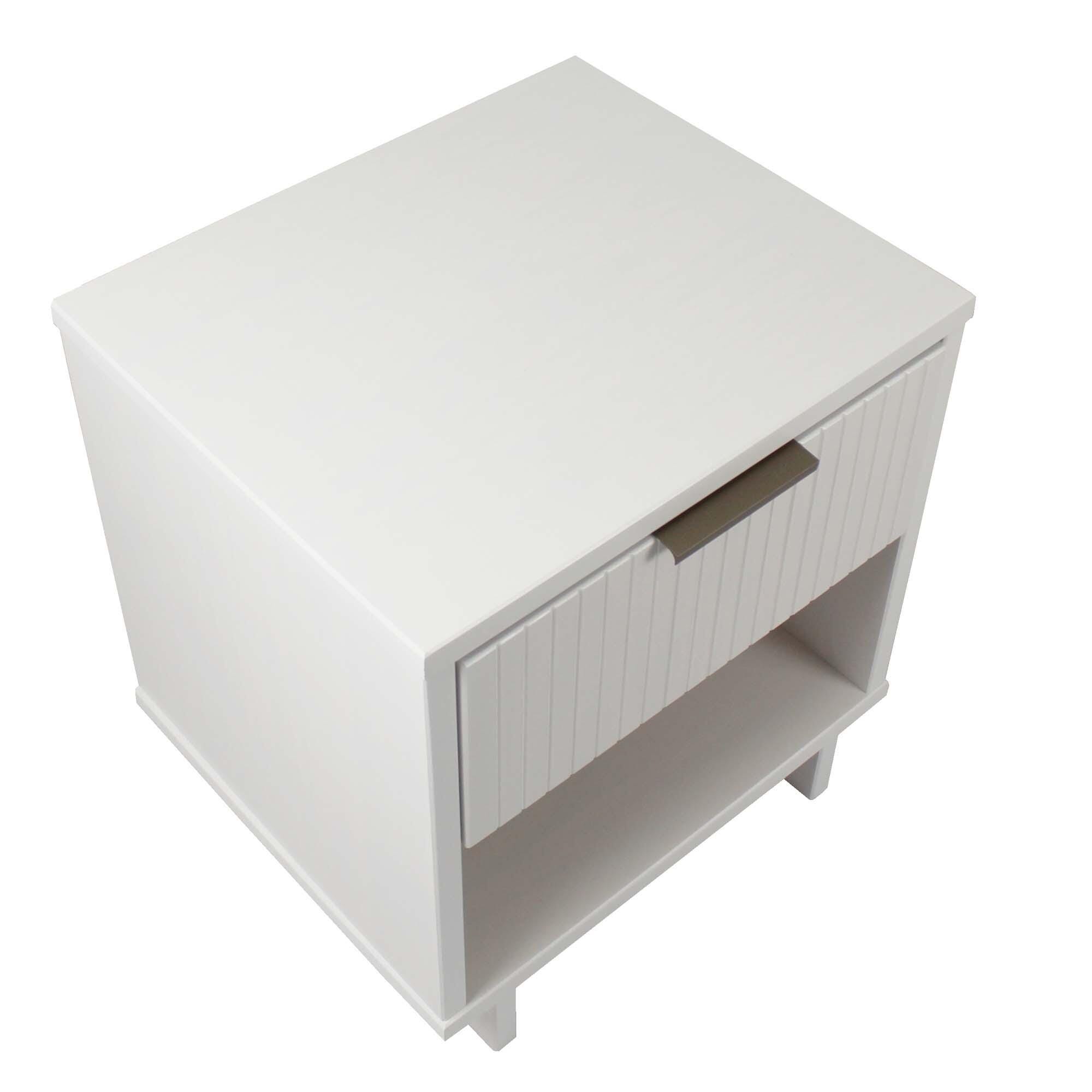 Manhattan Comfort Granville 18" 1 Drawer Nightstand, White, large