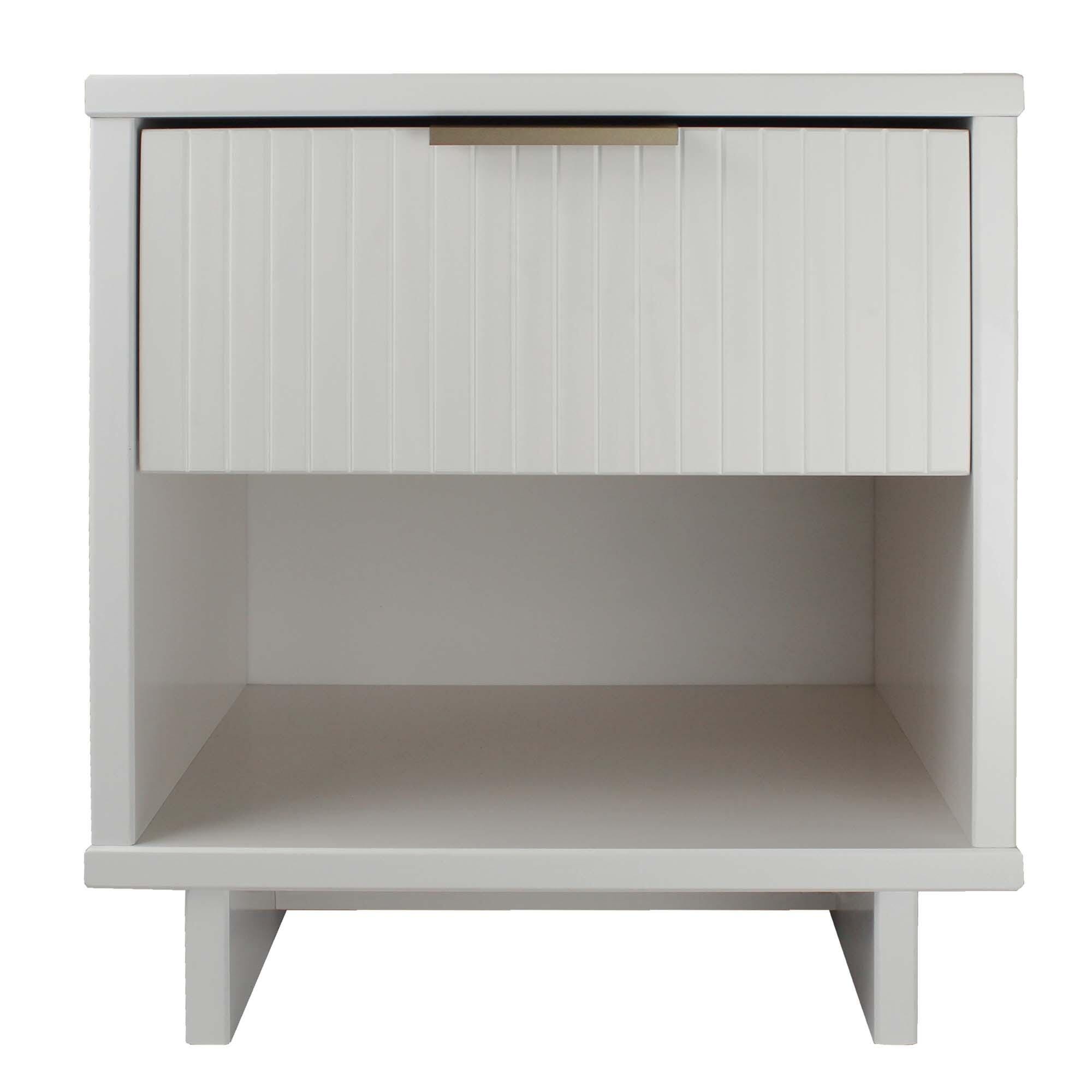 Manhattan Comfort Granville 18" 1 Drawer Nightstand, White, large