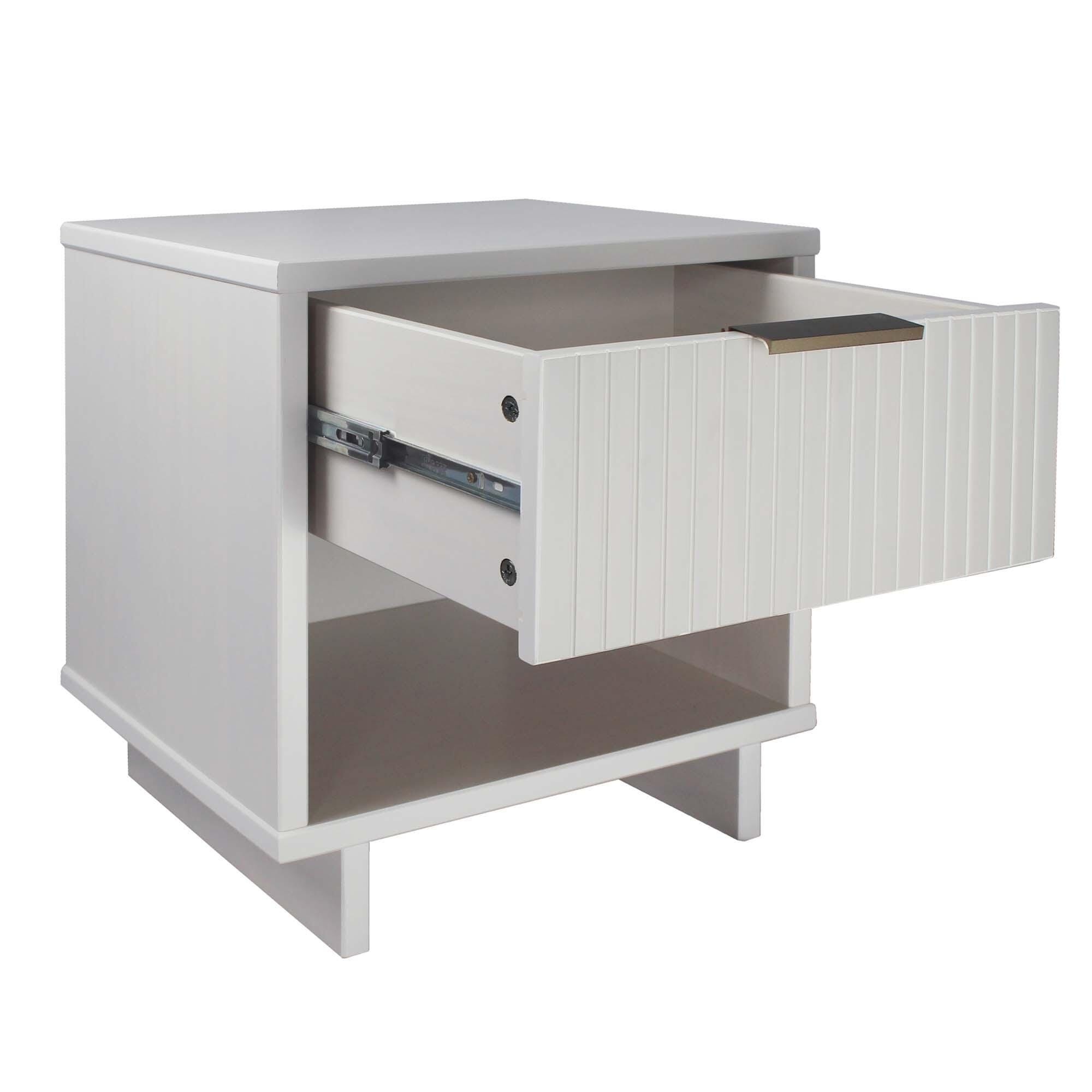 Manhattan Comfort Granville 18" 1 Drawer Nightstand, White, large