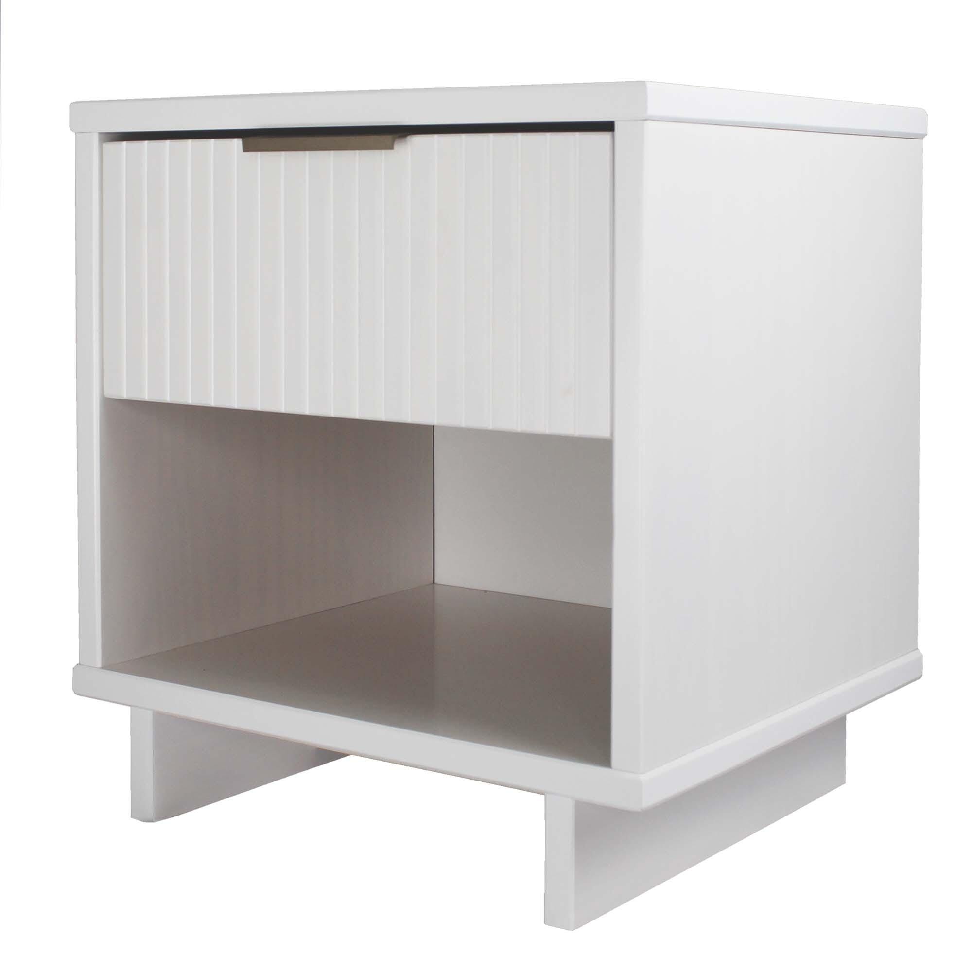 Manhattan Comfort Granville 18" 1 Drawer Nightstand, White, large