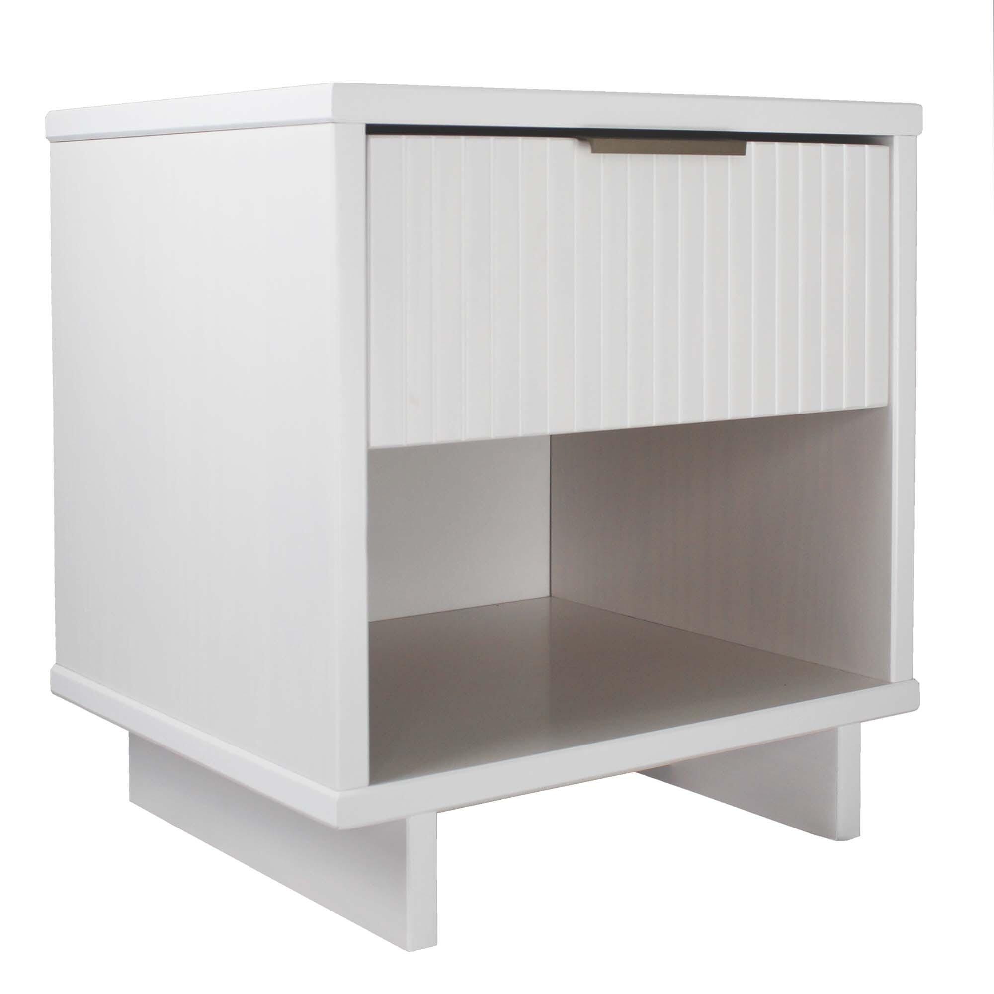 Manhattan Comfort Granville 18" 1 Drawer Nightstand, White, large