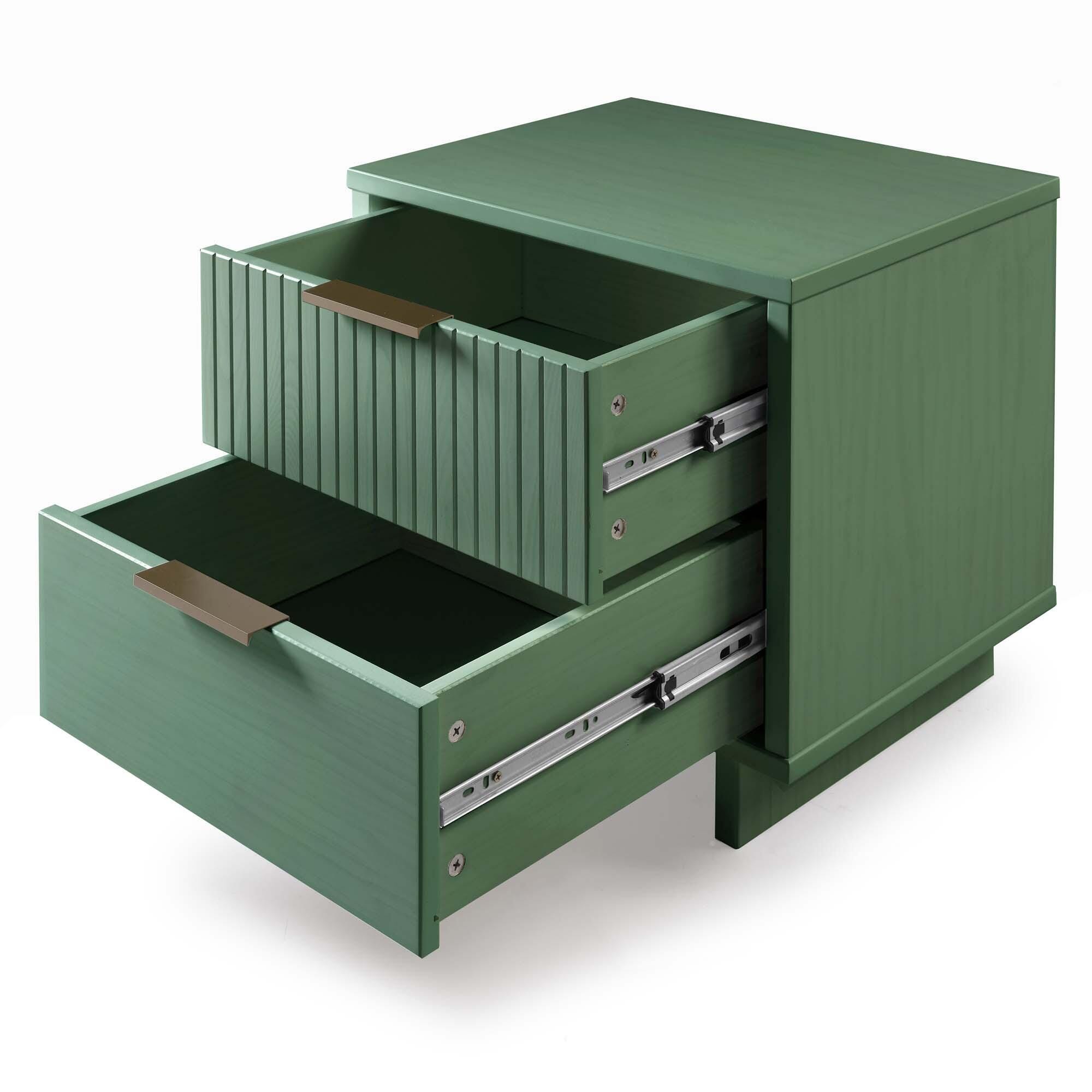 Manhattan Comfort Granville 18" 2 Drawer Nightstand, Sage Green, large