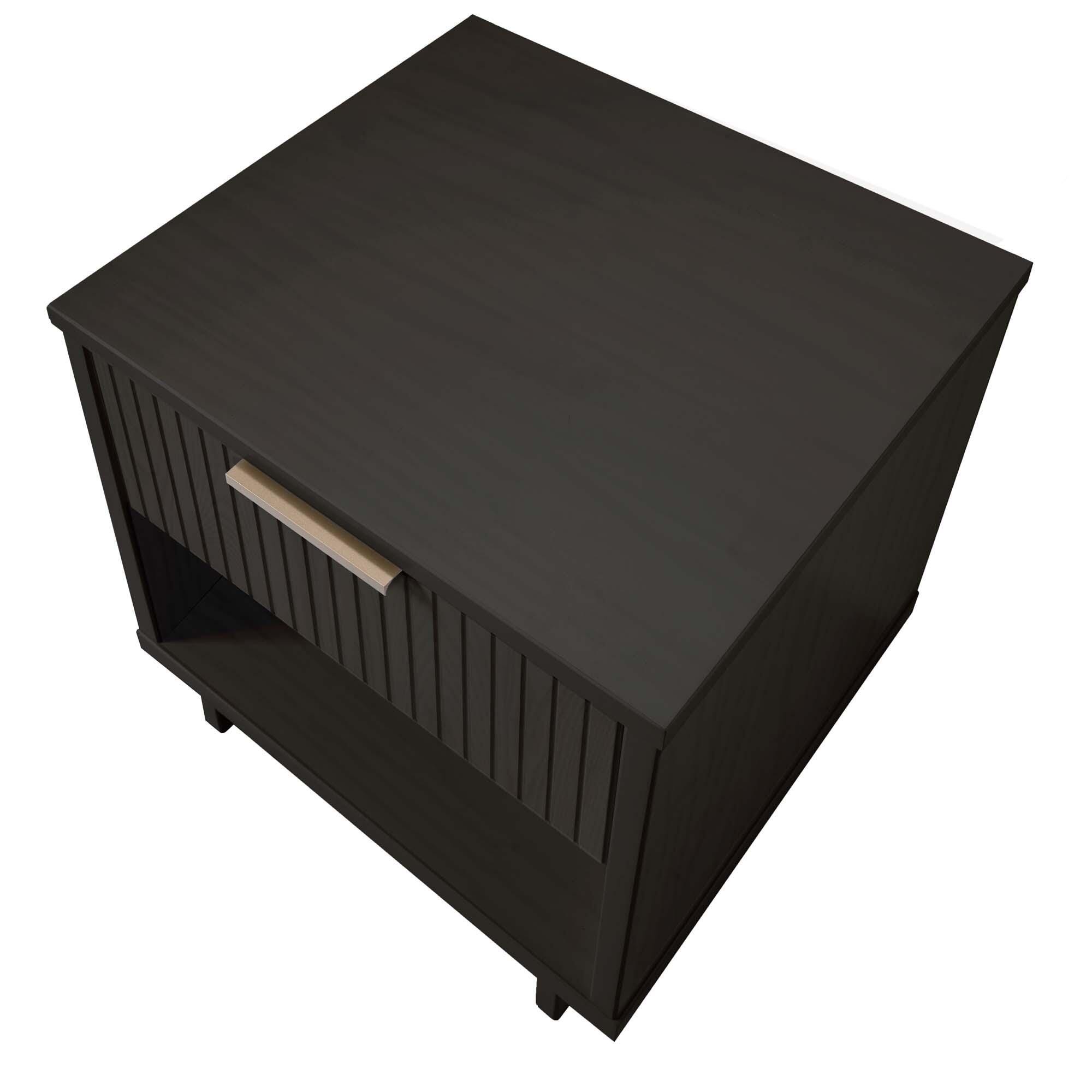 Manhattan Comfort Granville 18" 1 Drawer Nightstand, Dark Gray, large