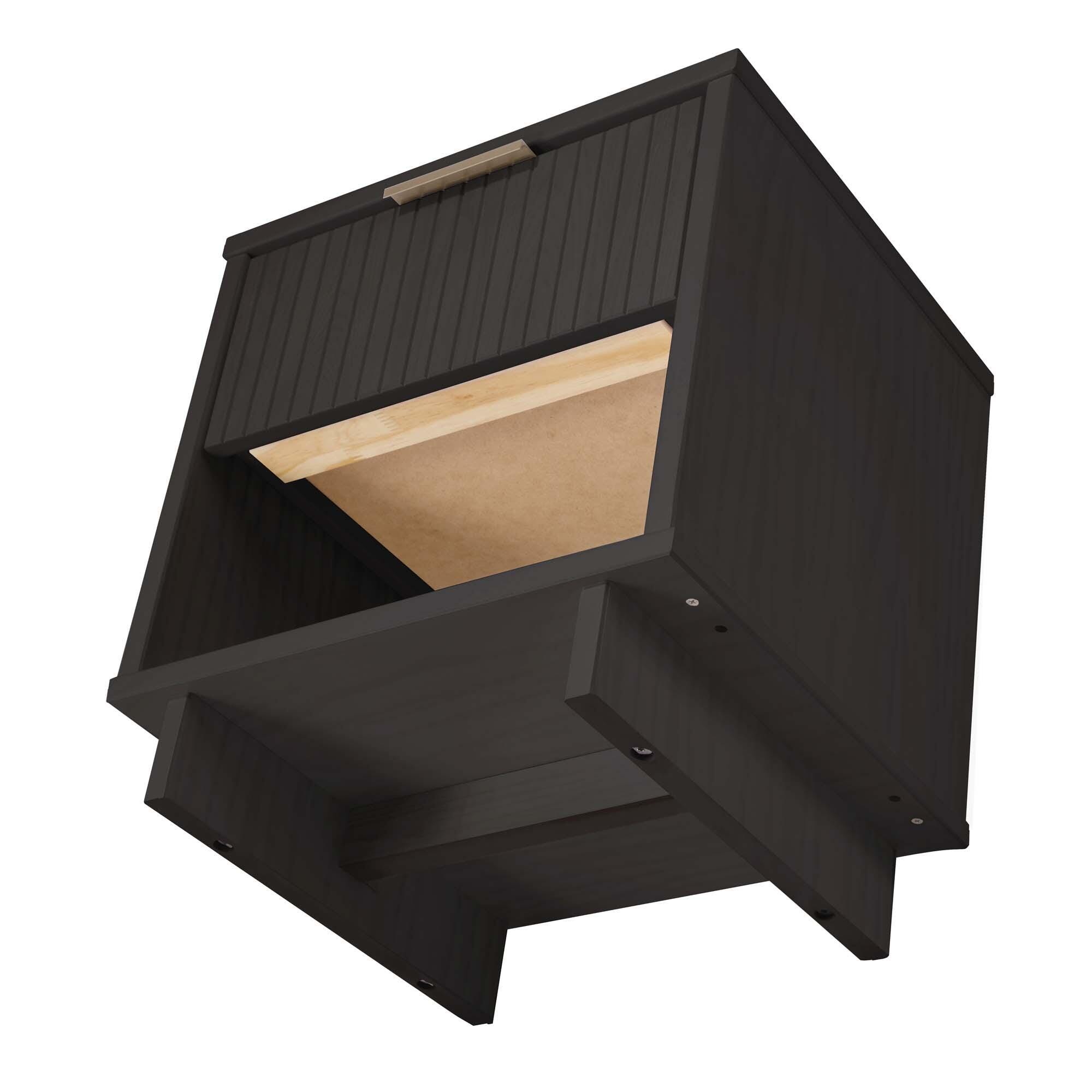 Manhattan Comfort Granville 18" 1 Drawer Nightstand, Dark Gray, large