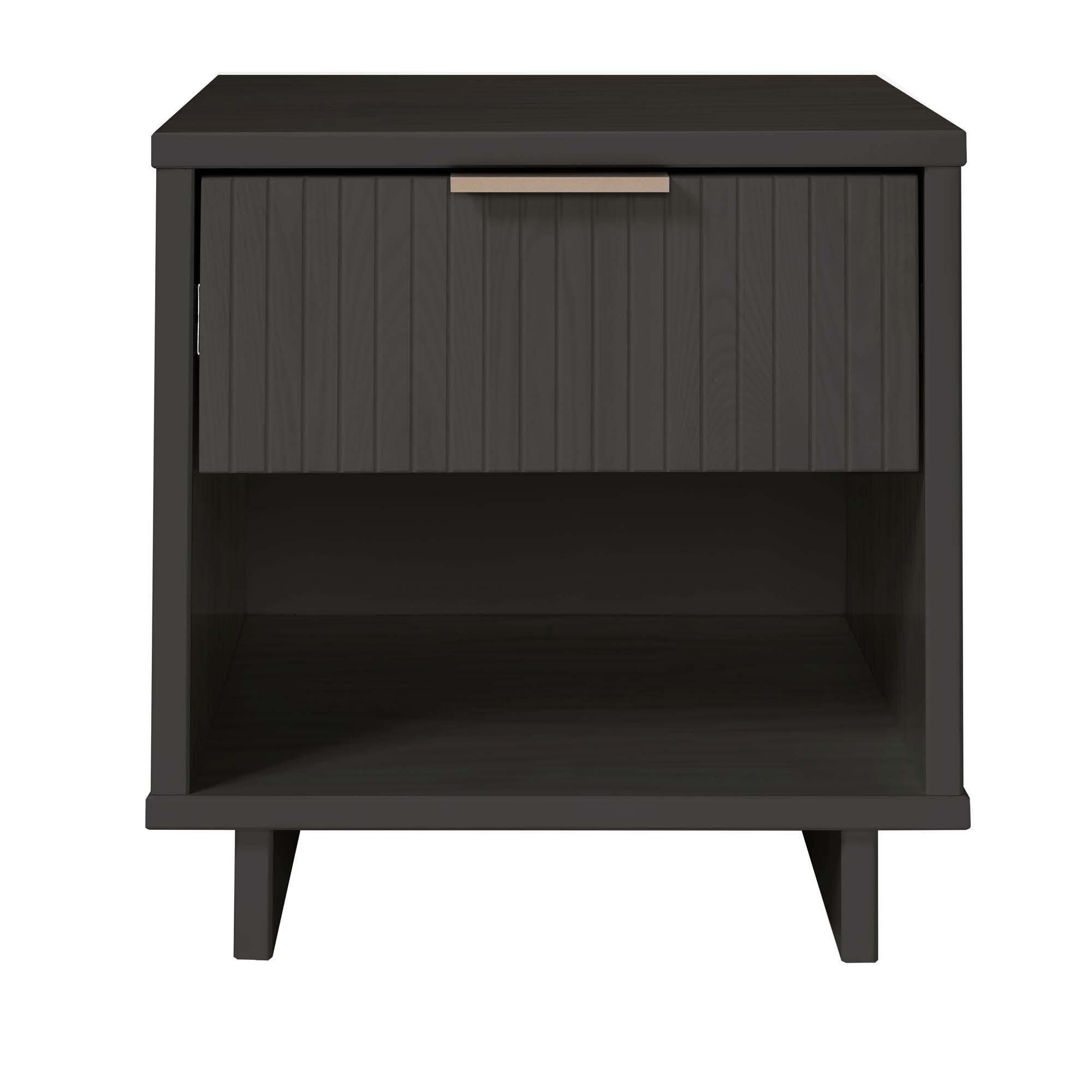 Manhattan Comfort Granville 18" 1 Drawer Nightstand, Dark Gray, large