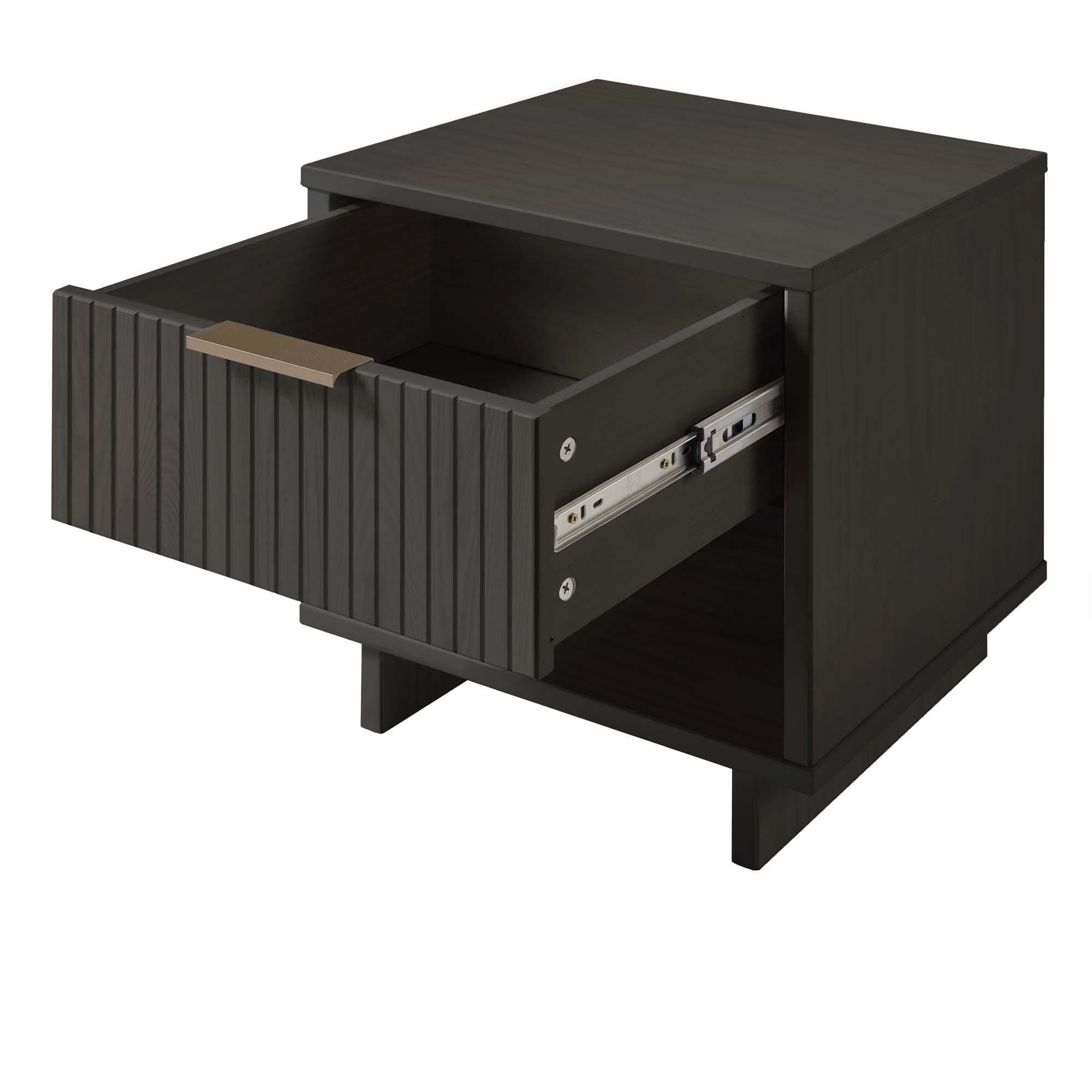 Manhattan Comfort Granville 18" 1 Drawer Nightstand, Dark Gray, large
