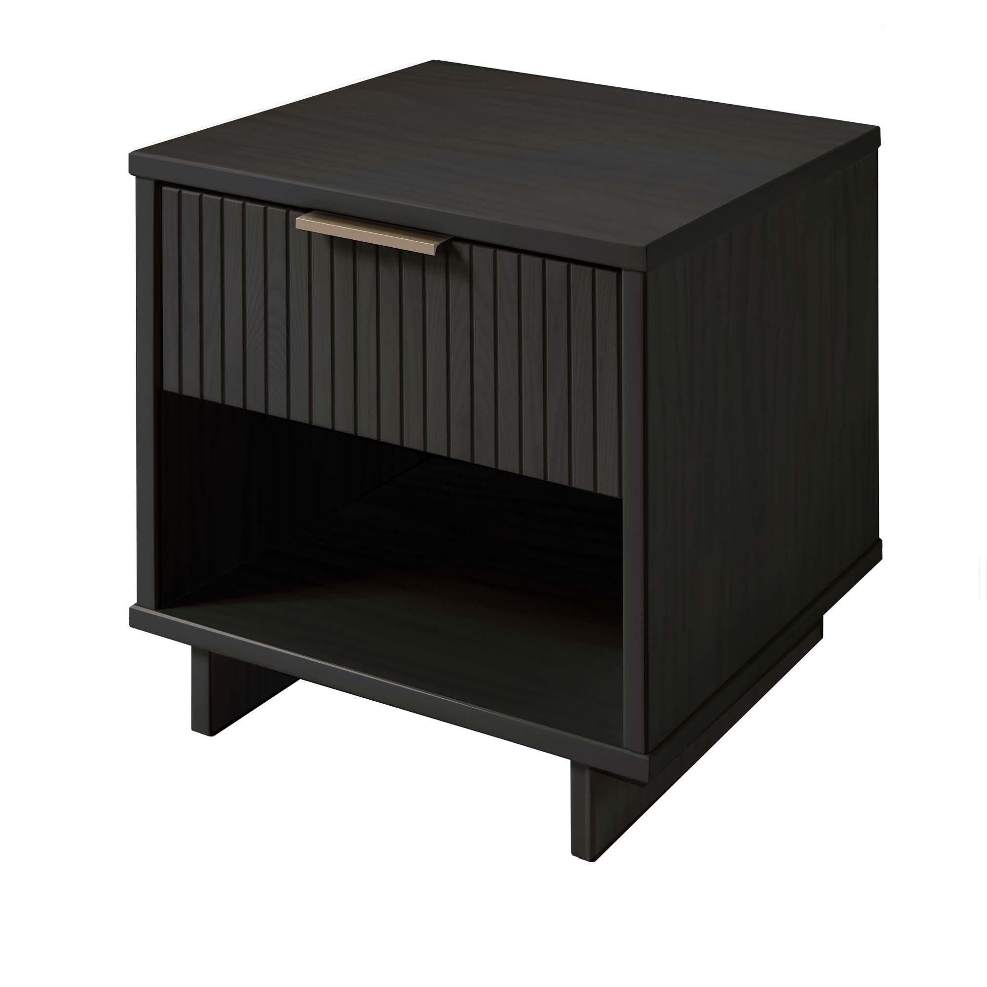 Manhattan Comfort Granville 18" 1 Drawer Nightstand, Dark Gray, large
