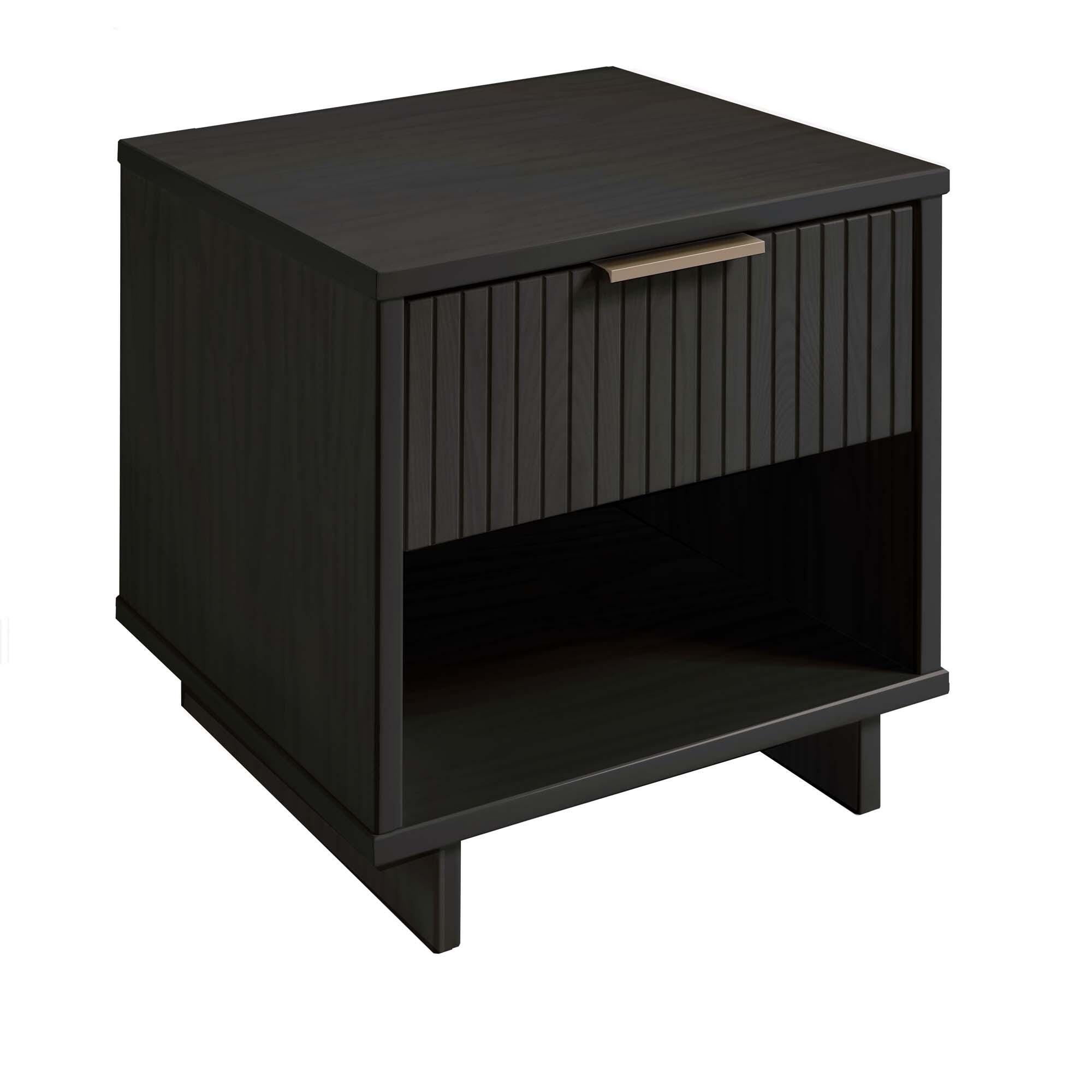 Manhattan Comfort Granville 18" 1 Drawer Nightstand, Dark Gray, large