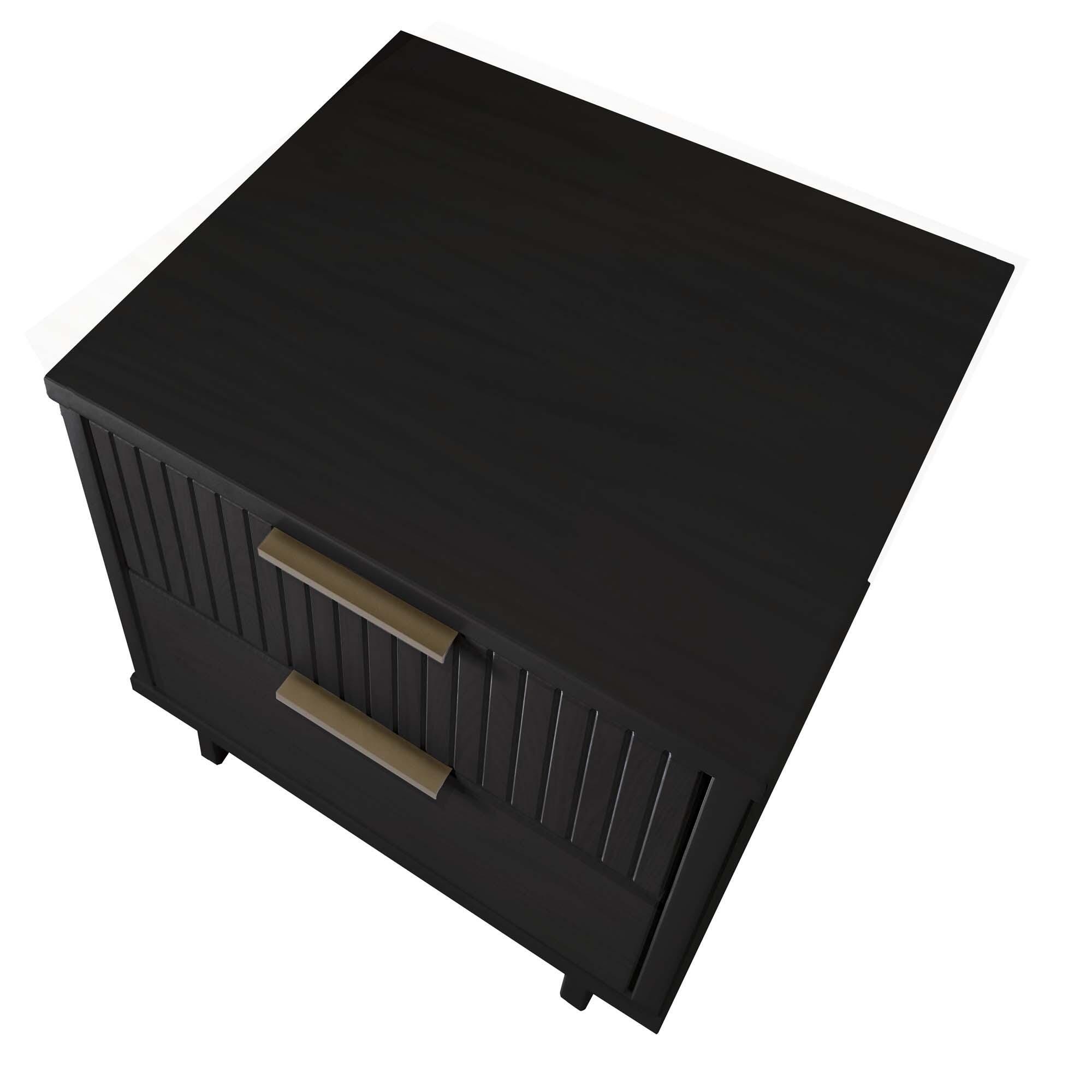 Manhattan Comfort Granville 18" 2 Drawer Nightstand, Black, large