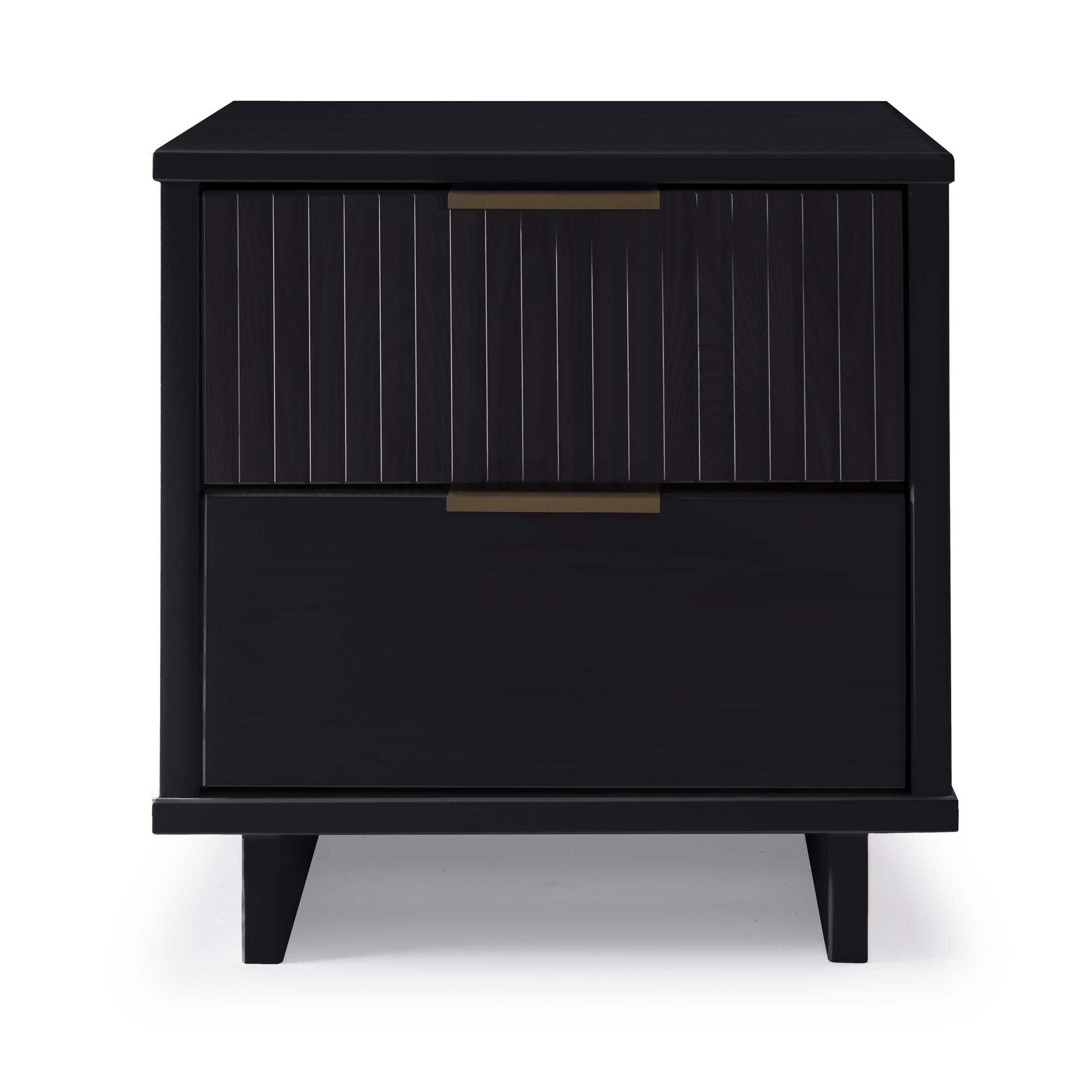 Manhattan Comfort Granville 18" 2 Drawer Nightstand, Black, large