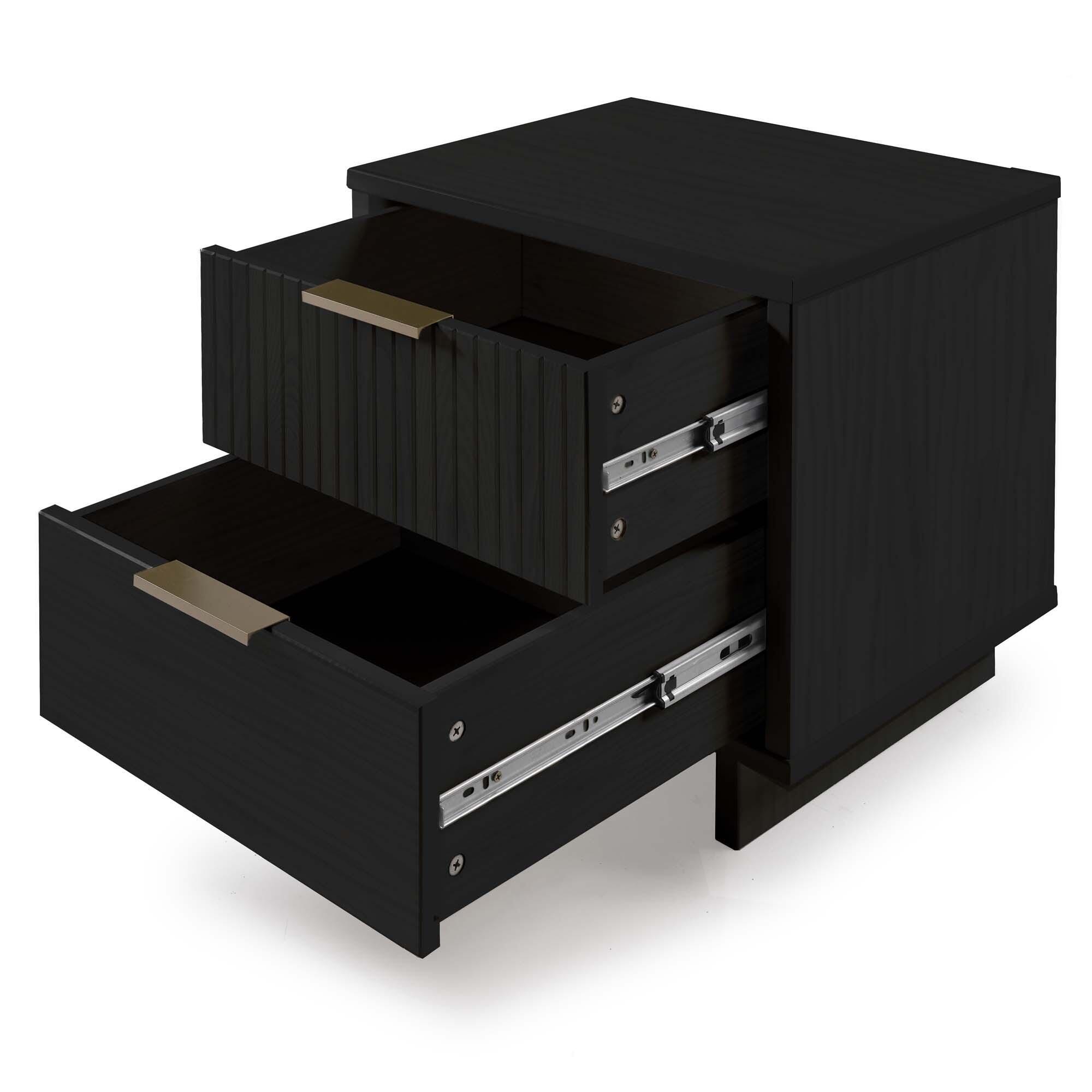 Manhattan Comfort Granville 18" 2 Drawer Nightstand, Black, large